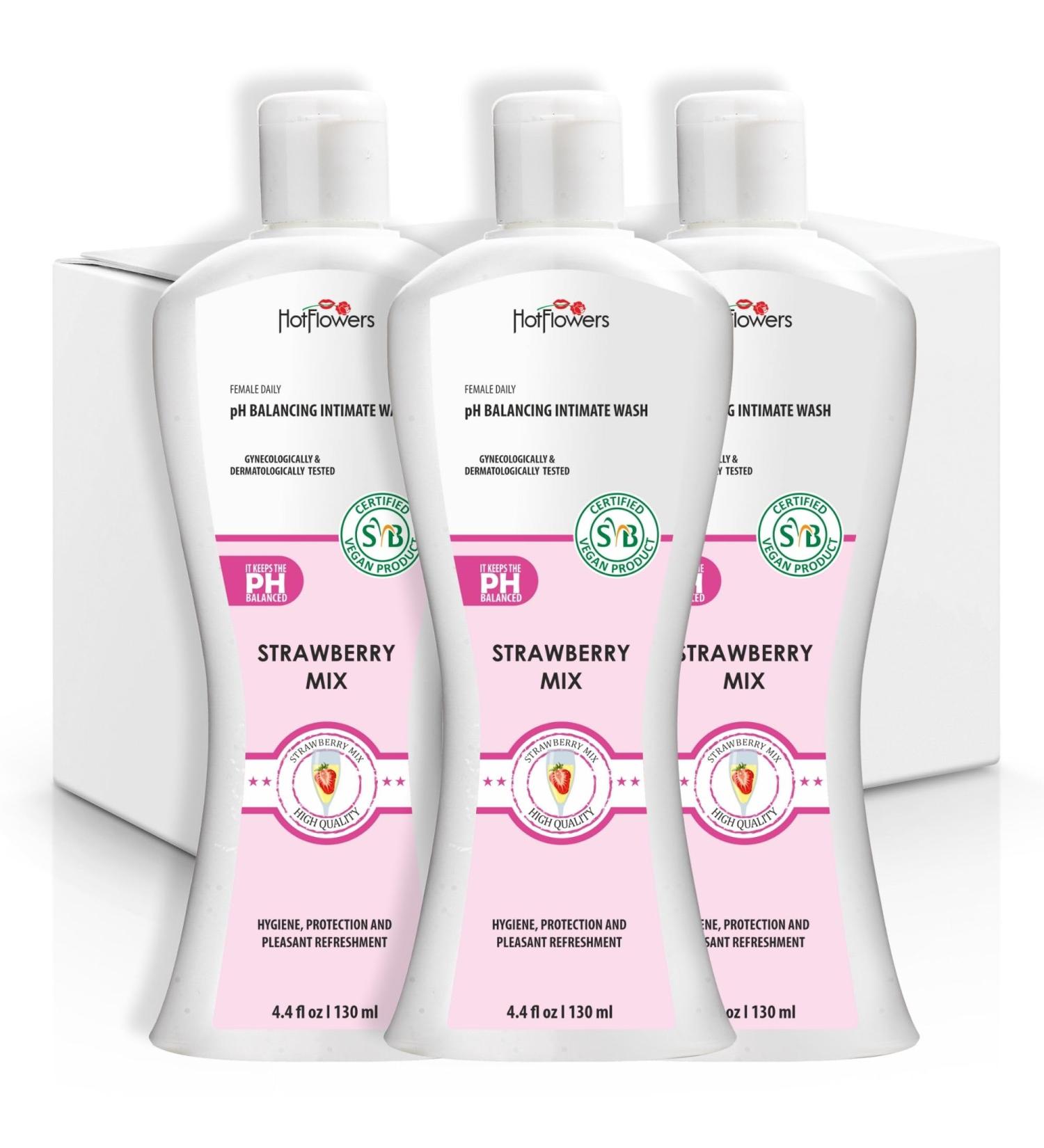 HOT FLOWERS Strawberry Mix Feminine Wash - pH Balanced for Women's Intimate Care - Gynecologist Tested - 4.4 oz - Buy Online on GoSupps.com