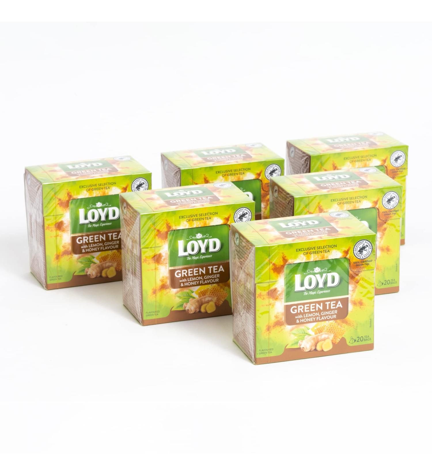 Loyd Green Tea with Lemon & Ginger 40g (Pack of 6) - Buy Online on GoSupps.com