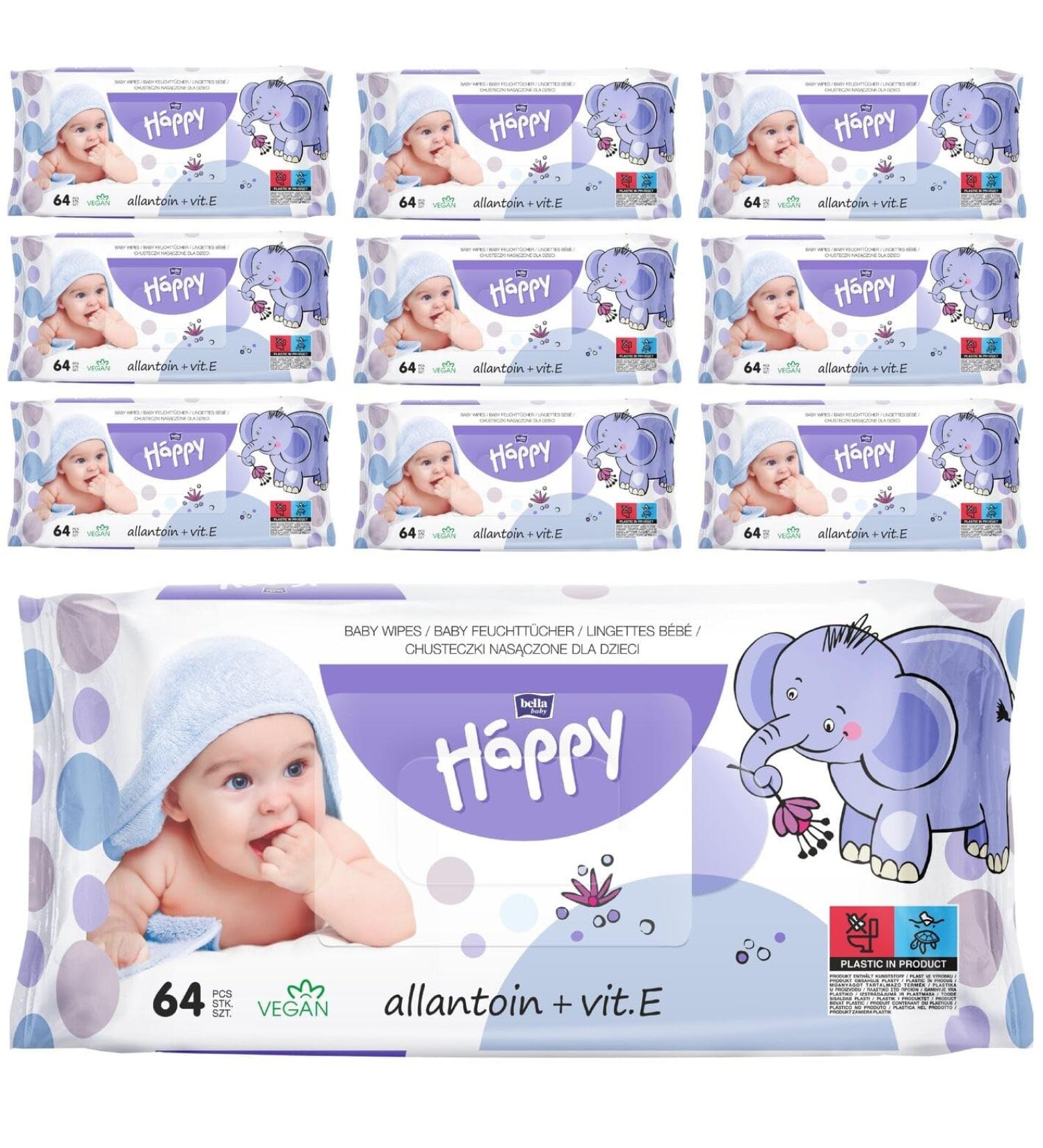 bella baby Happy Wet Wipes Allantoin & Vitamin E 10-pack (10 x 64 pieces) 64 pieces (10-pack)