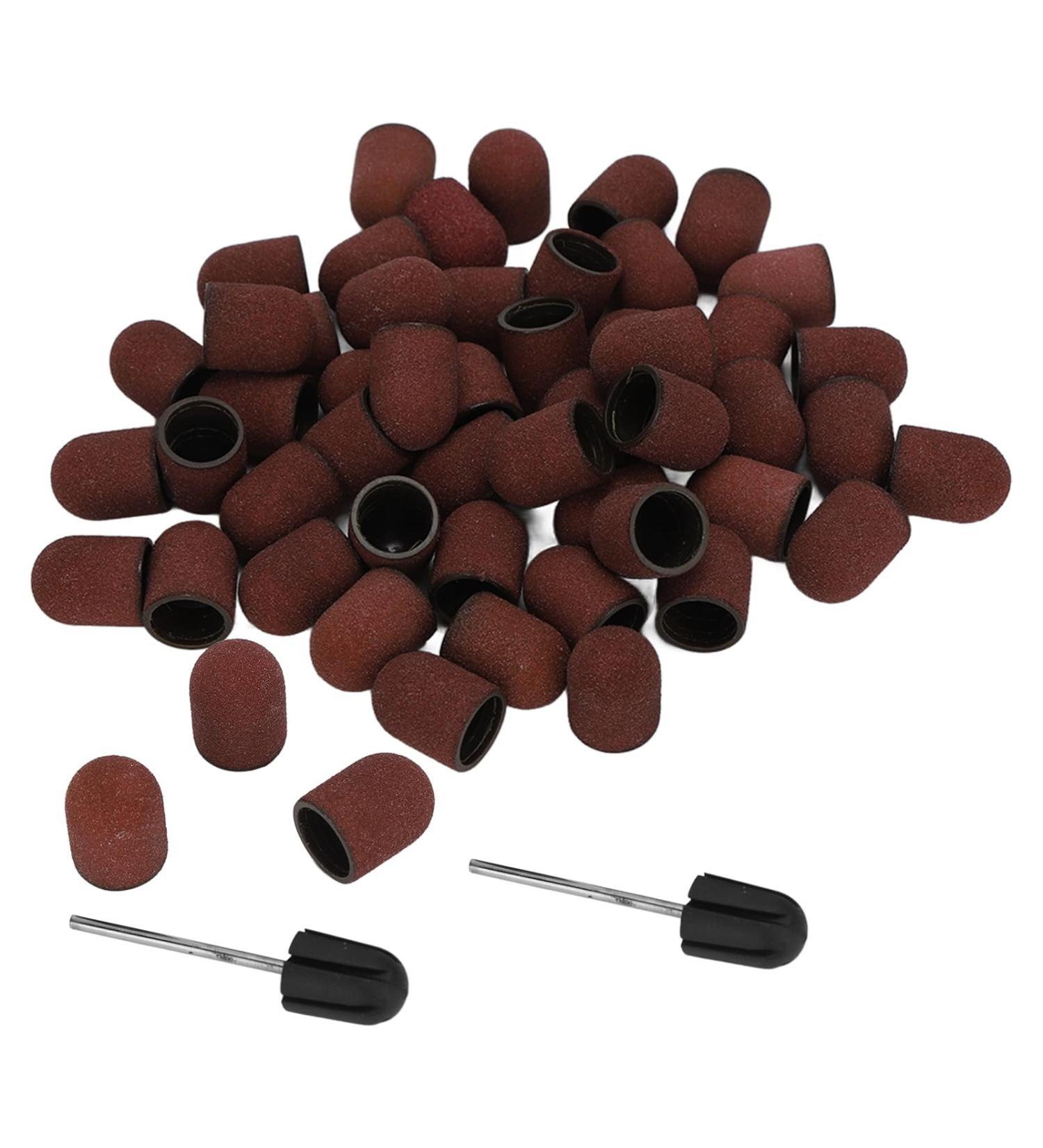 120 Grit Nail Art Sanding Caps Manicure Polishing Grinding Bands Nail Drill Bits Set with Shaft Suitable for Nails Glass Plastic Metal Stone Ceramic Tiles - Buy Online on GoSupps.com