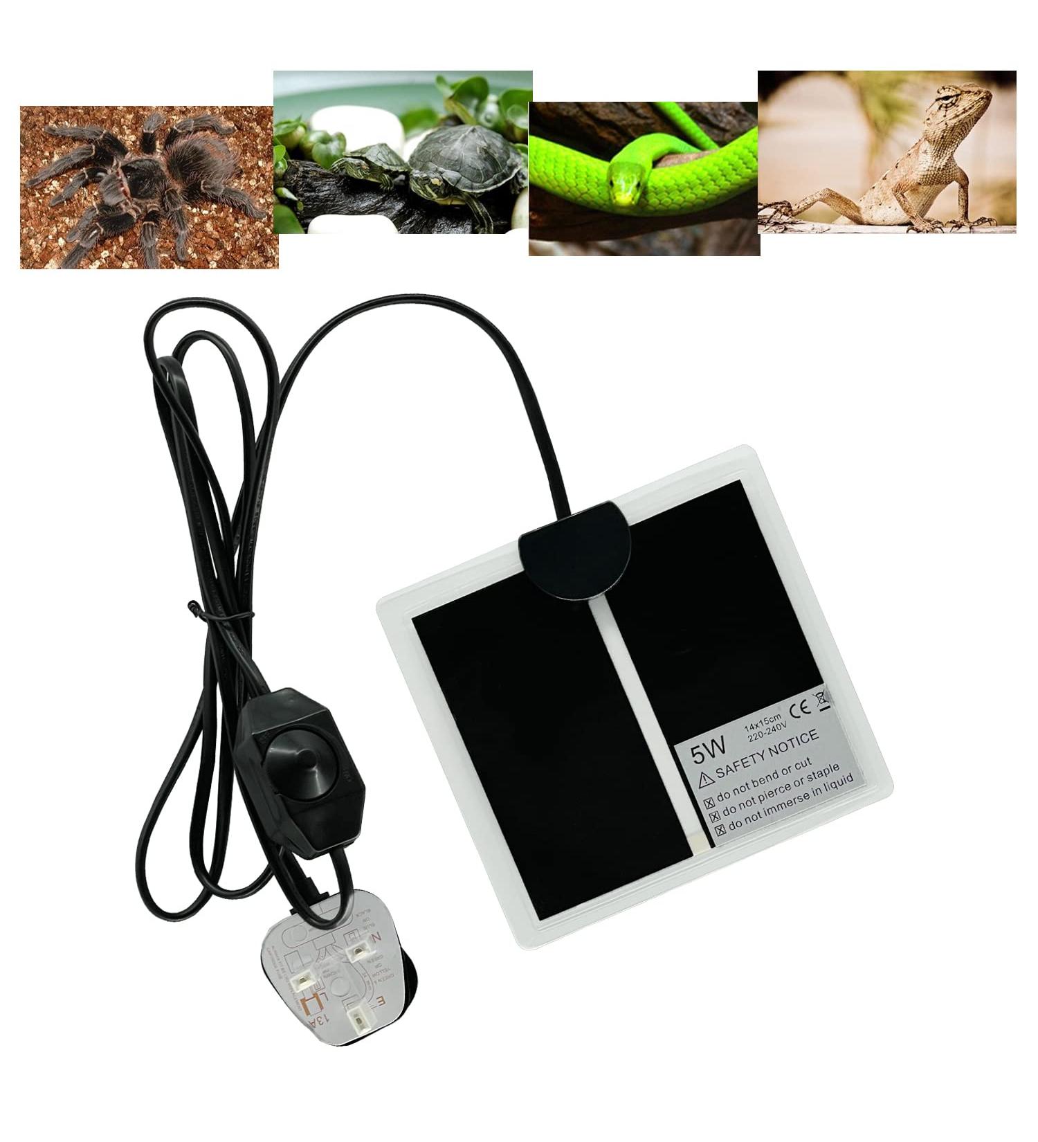 FIPASEN Reptile Heating Mat with Temperature Control - Ideal for Tortoise, Snakes, Lizards, and More - Removable Terrarium Heat Pad (5W 6x5.5 inches) - Buy Online on GoSupps.com