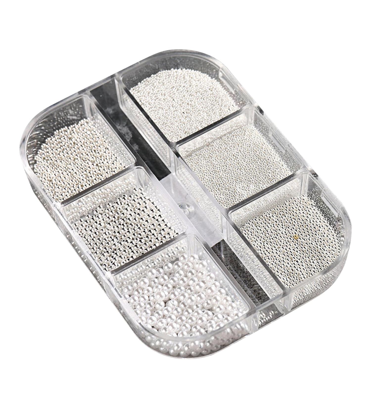 FEIlei 6 Grids 3D Pearl Nail Charms for Acrylic Nails Steel Beads Nail Pearl Mixed Nail Art Craft DIY Nail Decorations 6gzs - Buy Online on GoSupps.com