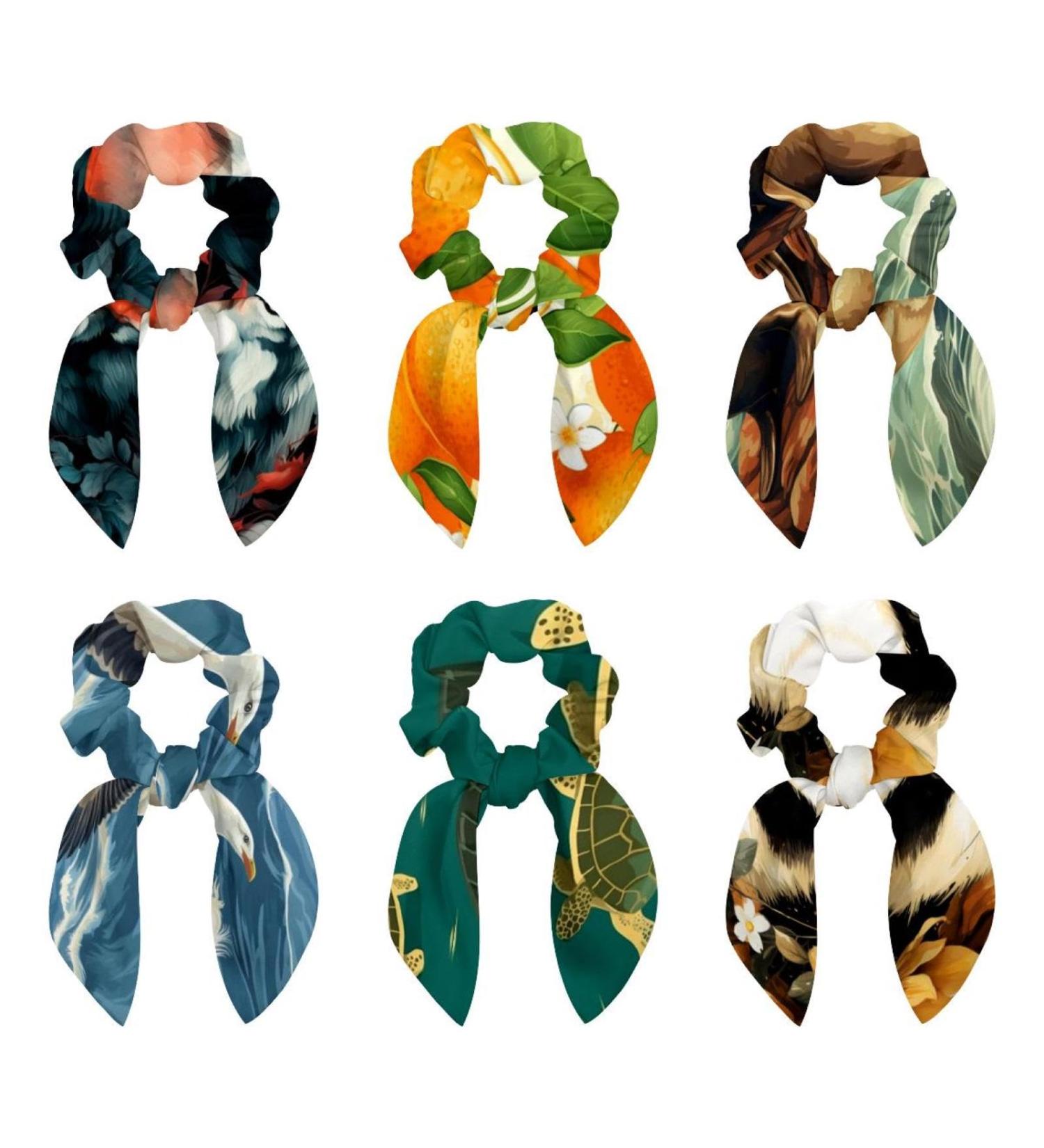 6 Pieces Bow Hair Scrunchies Rabbit Bunny Ear Scrunchies Orange Pattern Bow Bowknot Scrunchies Bobbles Elastic Hair Ties Ropes Ponytail Holder Accessories for Women Girls Color 1 - Buy Online on GoSupps.com