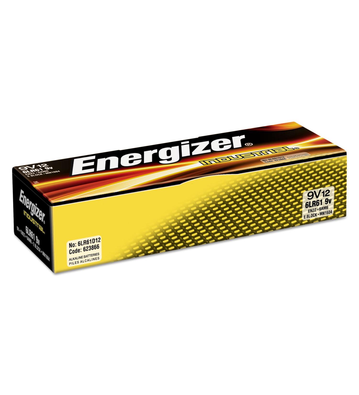 Energizer Industrial Alkaline 9v Batteries 12/box