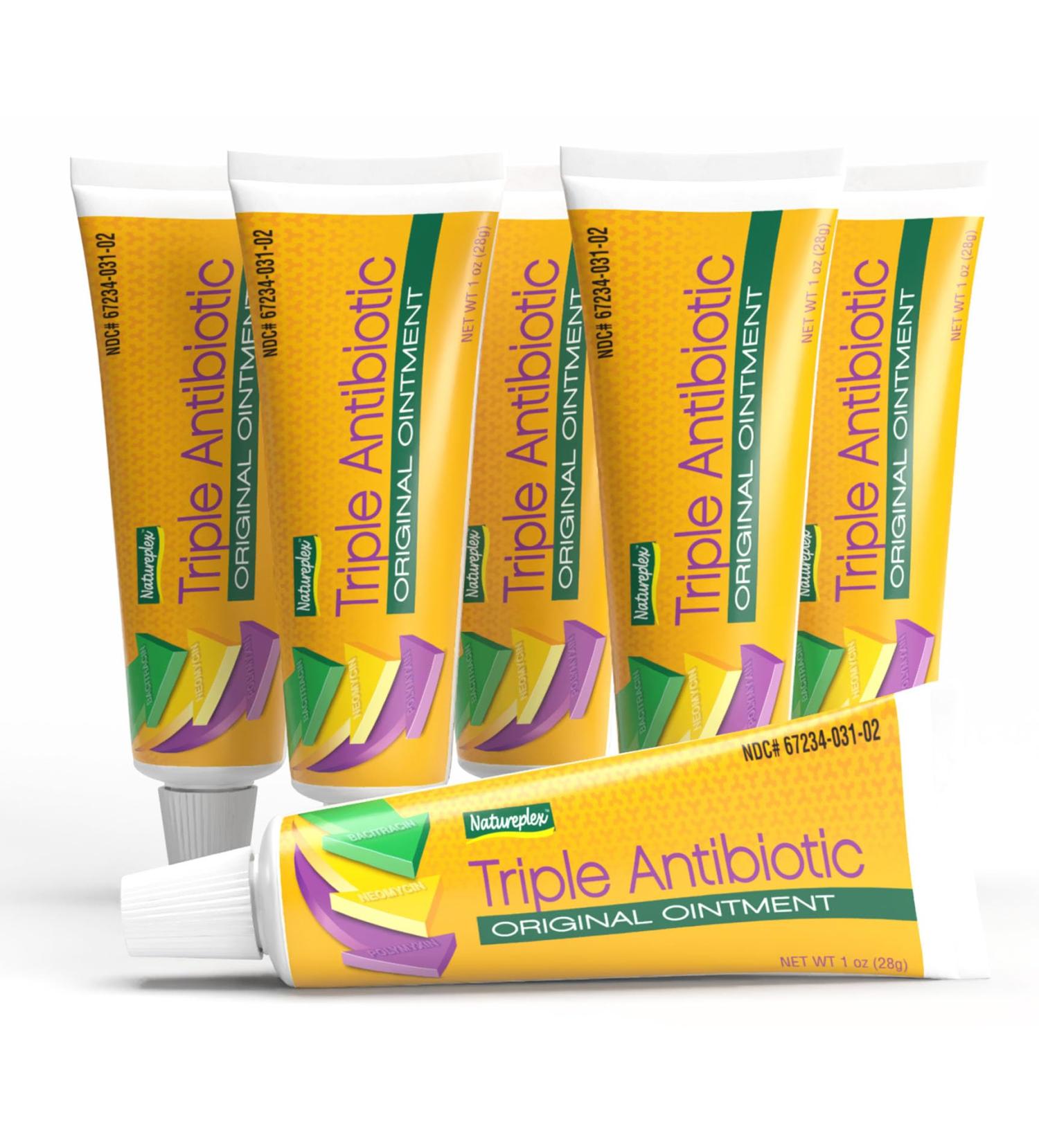 Natureplex Triple Antibiotic Ointment 1.0 oz (Pack of 6) Contains Bacitracin to Aid Wound Care Scrapes Cuts and Burns Prevents Infections Helps Healing Made in USA - Buy Online on GoSupps.com