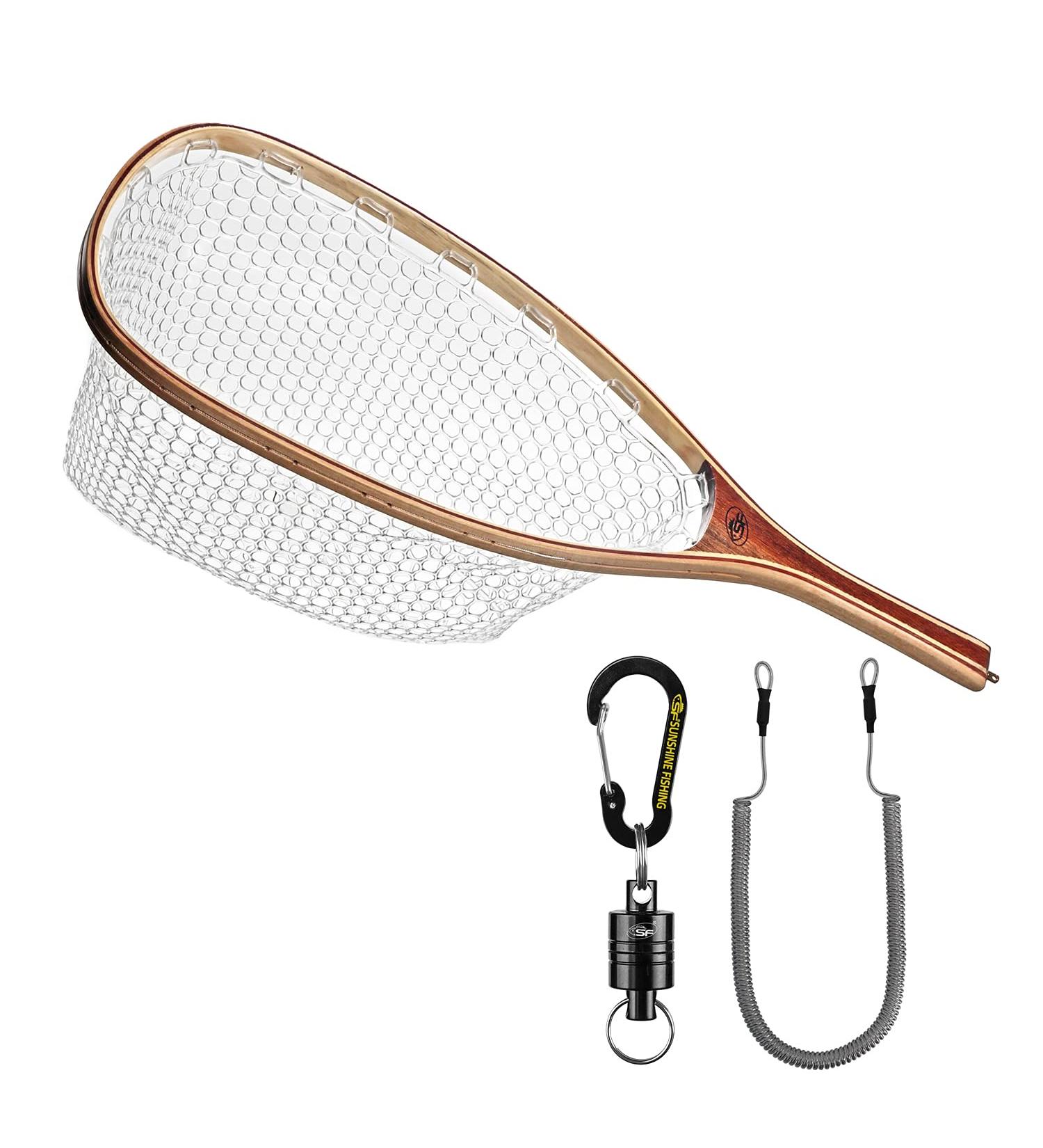 SlimFly Fly Fishing Landing Net - Soft Rubber Mesh Trout Net with Catch and Release Feature - Black Magnet/Square Head Design - Small Holes for Gentle Fish Handling - Buy Online on GoSupps.com