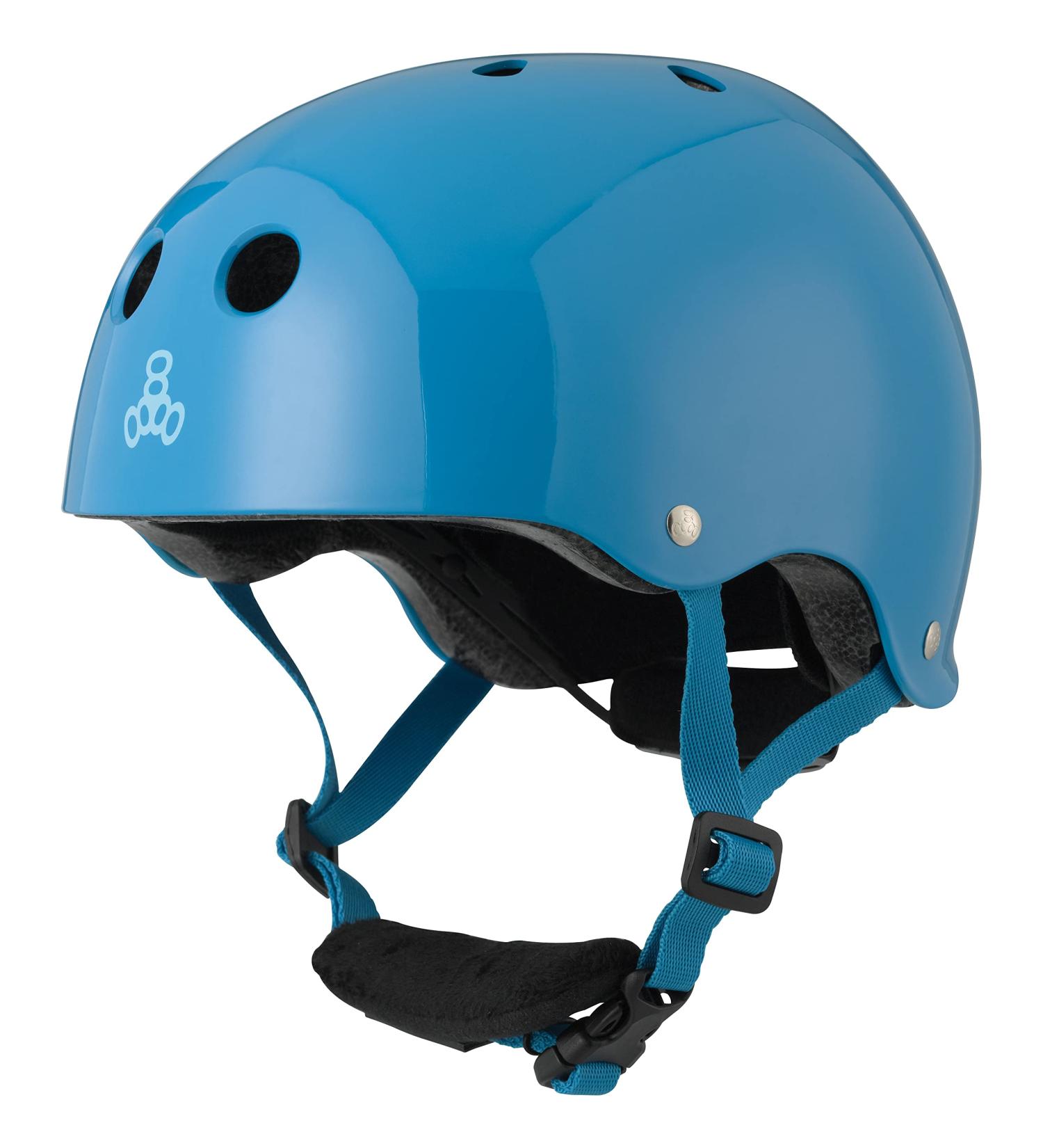 Triple Eight Lil 8 Dual Certified Kids Skateboard Helmet - Blue Glossy | Padded Chin Buckle for Skateboarding and Biking - Buy Online on GoSupps.com