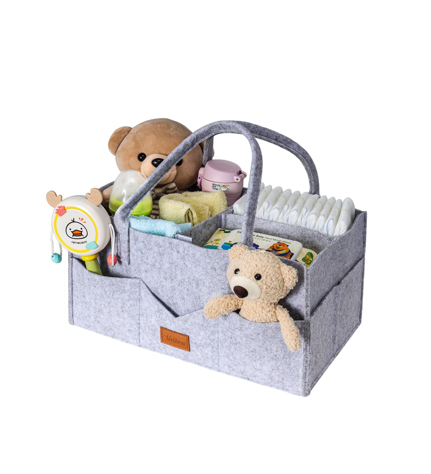 Meilleur Baby Diaper Caddy Organizer - Large Felt Caddy for Baby Girl & Baby Boy - Nursery Storage & Portable Basket - Buy Online on GoSupps.com
