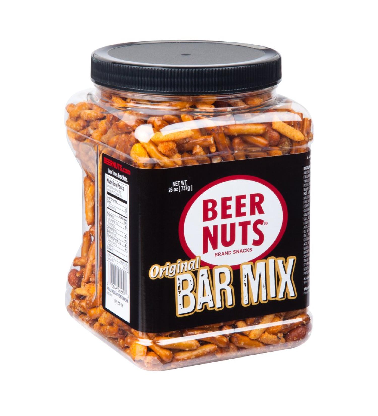 Beer Nuts Original Bar Mix - 26 oz Resealable Jar | Pretzels, Cheese Sticks, & Peanuts - Buy Online on GoSupps.com
