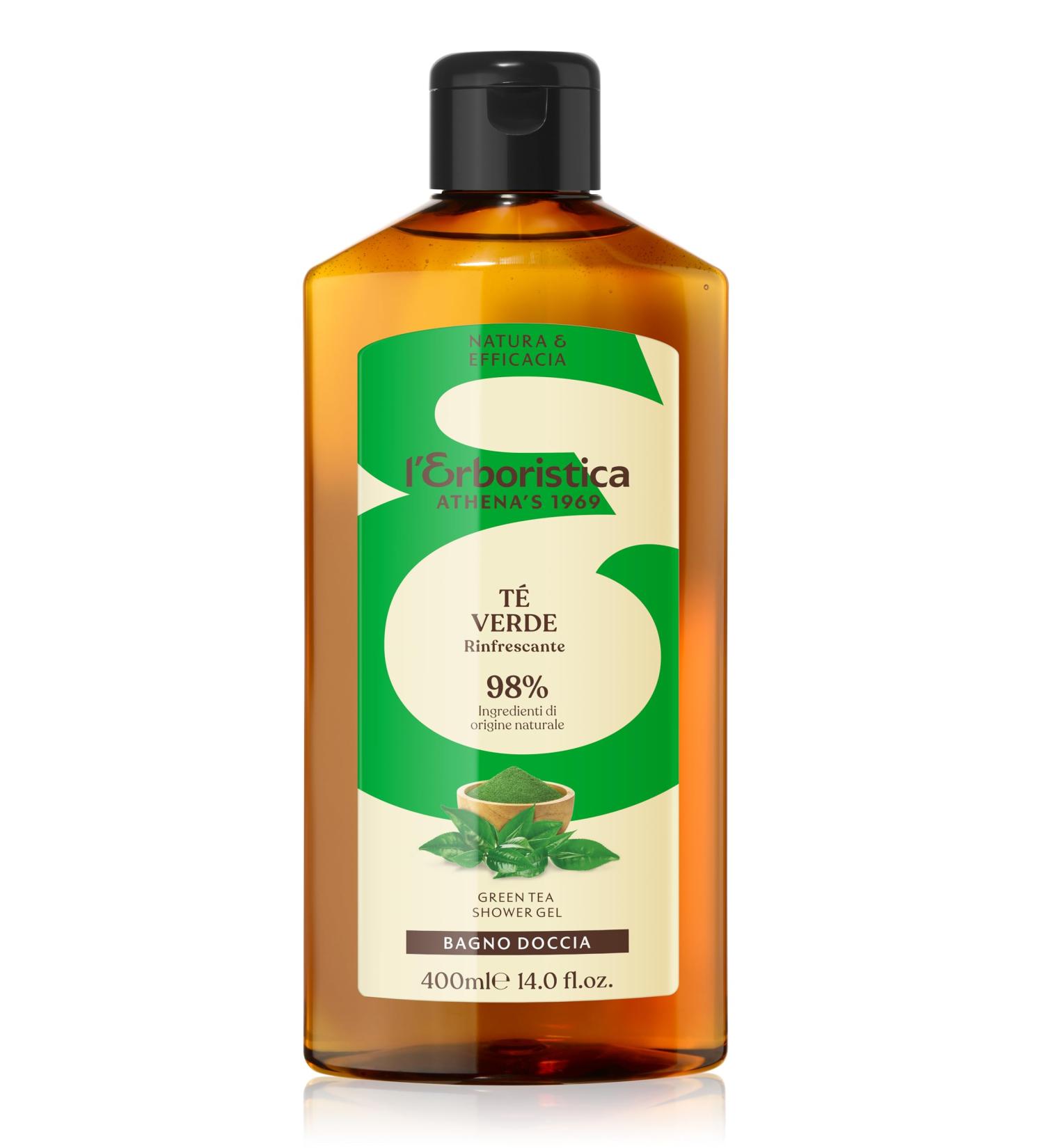 Athena's Erboristic Shower Gel 400 ml Elisir Tea Green Sensitive Skin Cooling Velvet 500 g