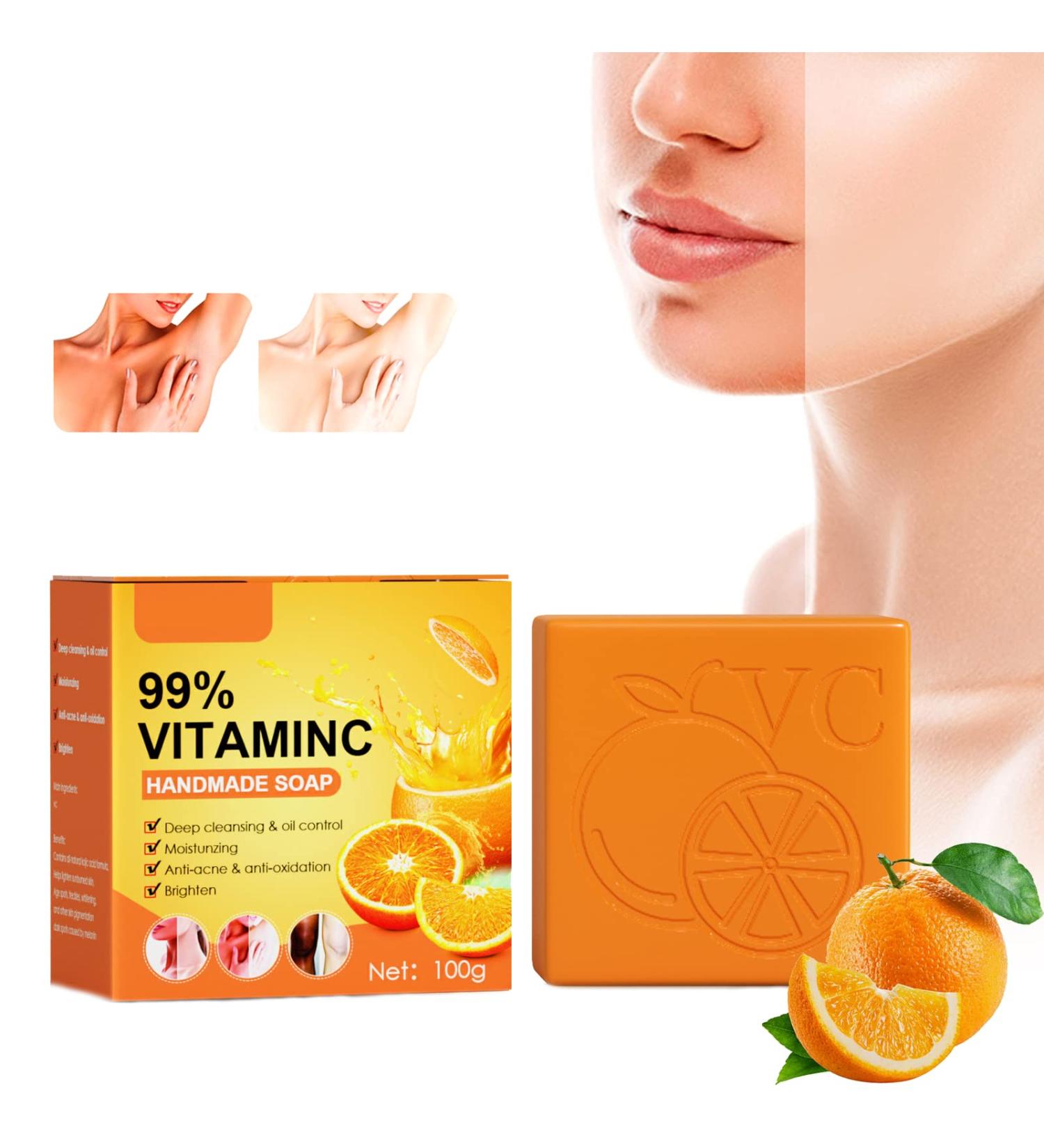  Nexolla Whitening Soap Whitening Soap Whitening Soap Exfoliating Soap Orange Vitamin C Handmade Soap Skin Lightening Soap for a Smooth Face and Body - Buy Online on GoSupps.com