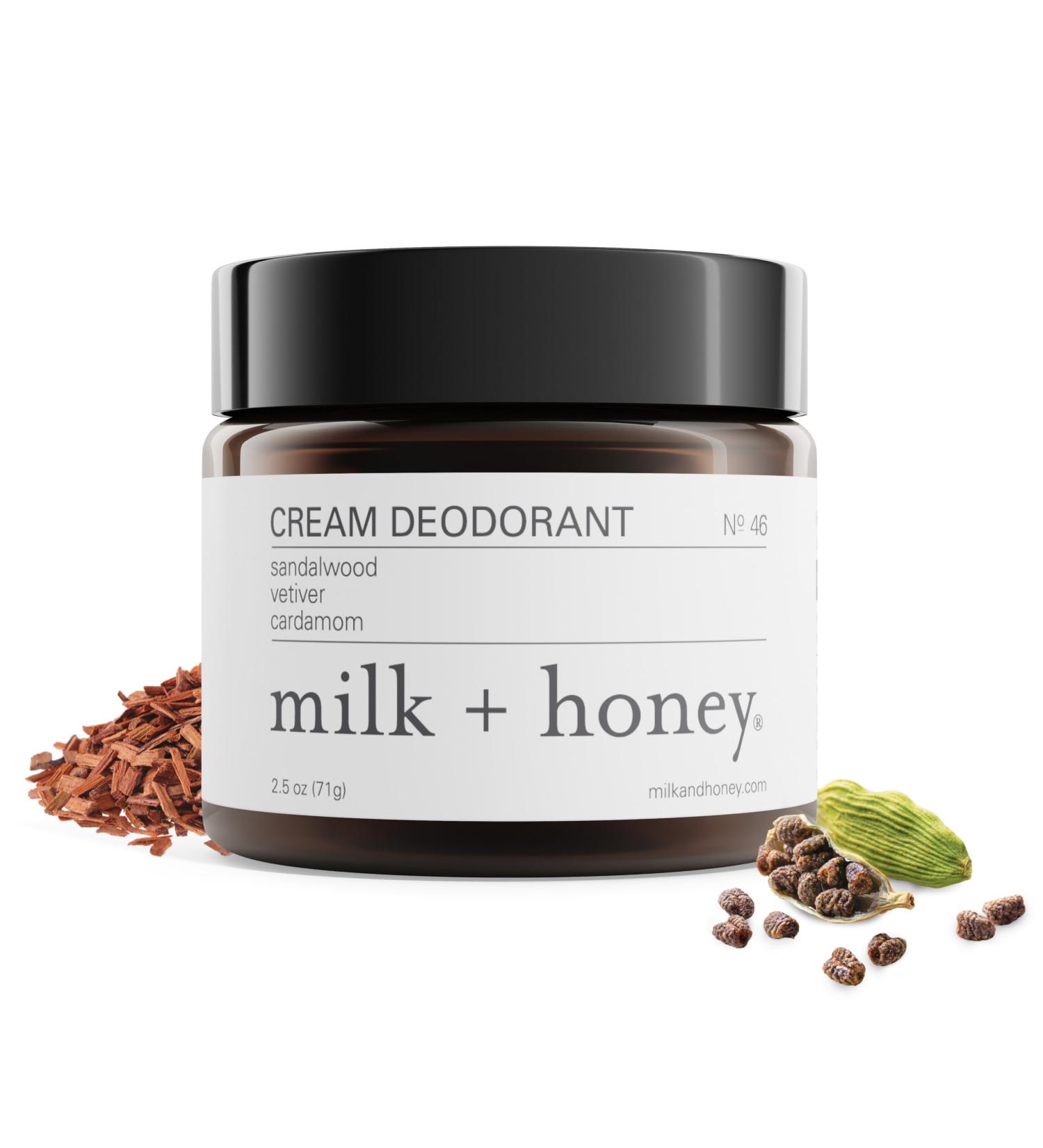milk + honey Cream Deodorant No. 46 Aluminum Free Deodorant with Sandalwood Vetiver and Cardamom Natural Deodorant for Men and Women for All Skin Types 2.5 Oz Sandalwood Vetiver and Cardamom 2.5 Ounce (Pack of 1) - Buy Online on GoSupps.com