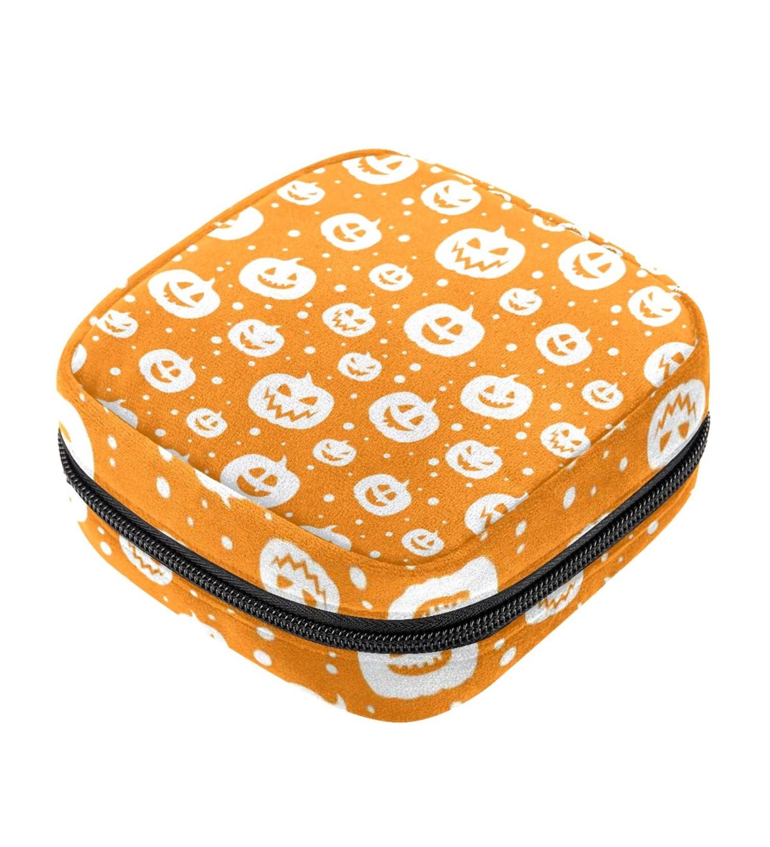 Guantierendiy Halloween Pumpkin Menstrual Cup Pouch | Large Capacity Sanitary Napkin Storage Bag | Portable Makeup Organizer for Girls | Color 4 - Buy Online on GoSupps.com