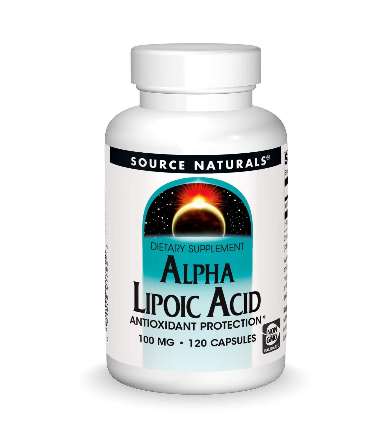 Source Naturals Alpha Lipoic Acid 100mg - 120 Capsules - Supports Sugar Metabolism, Liver Function & Energy - 1 Pack - Buy Online on GoSupps.com