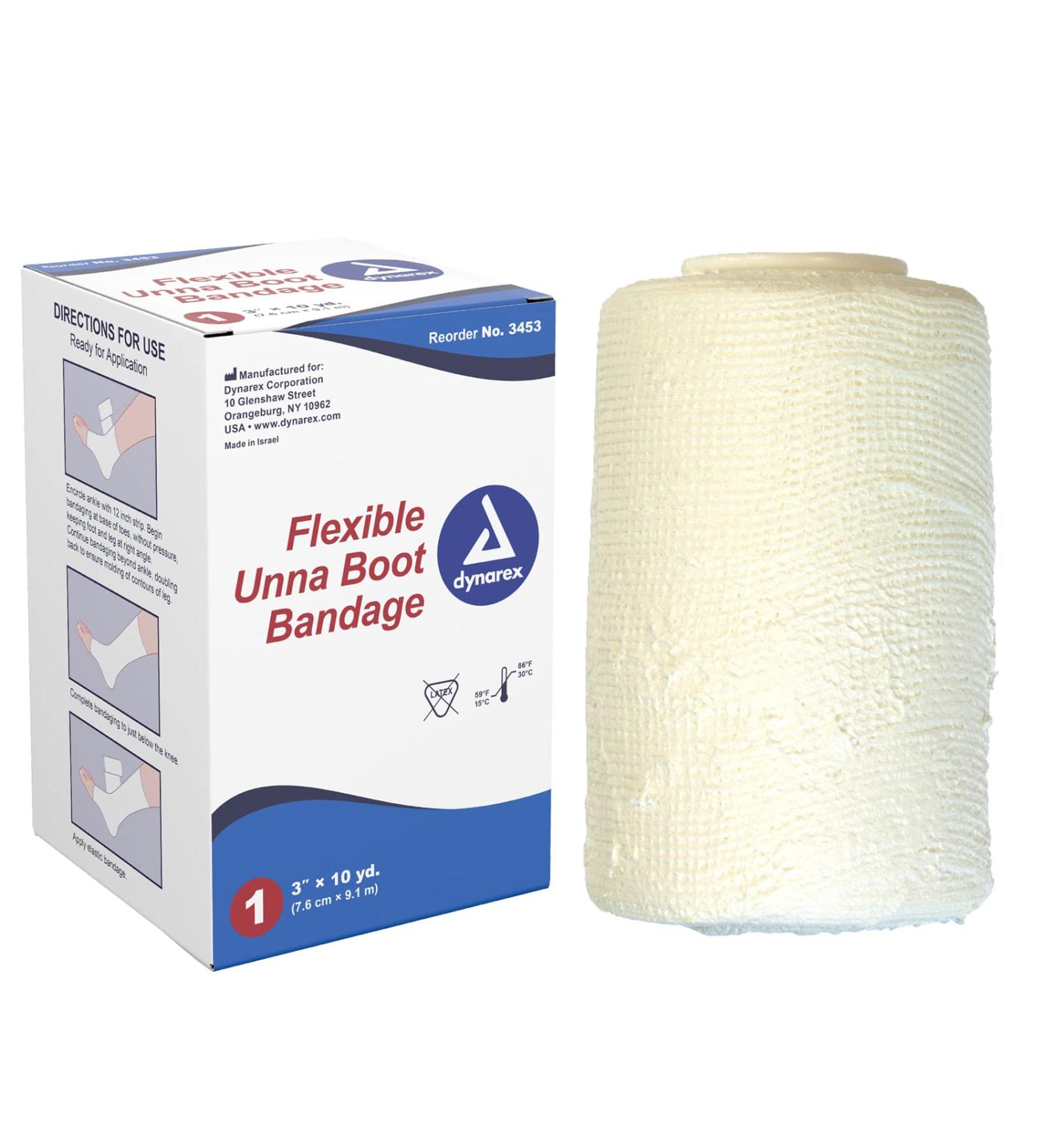 Dynarex Unna Boot Bandage 3 x 10 yds - Zinc Oxide Soft Cast for Leg Ulcers - Buy Online on GoSupps.com