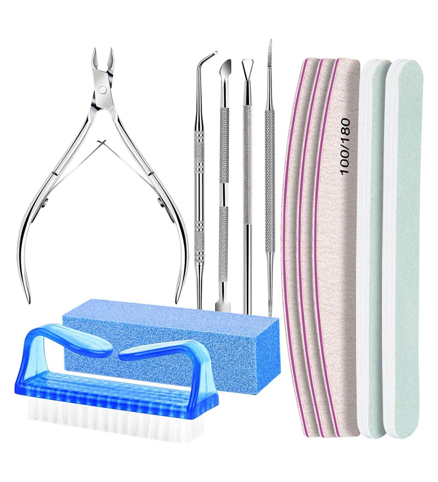 Manicure Nail File Kit Nail Cuticle Remover Kit Nail File and Buffer Set with Double-Sided Nail Files/Polishing Files/Cuticle Nippers/Pusher/PeelerToenail File - Buy Online on GoSupps.com