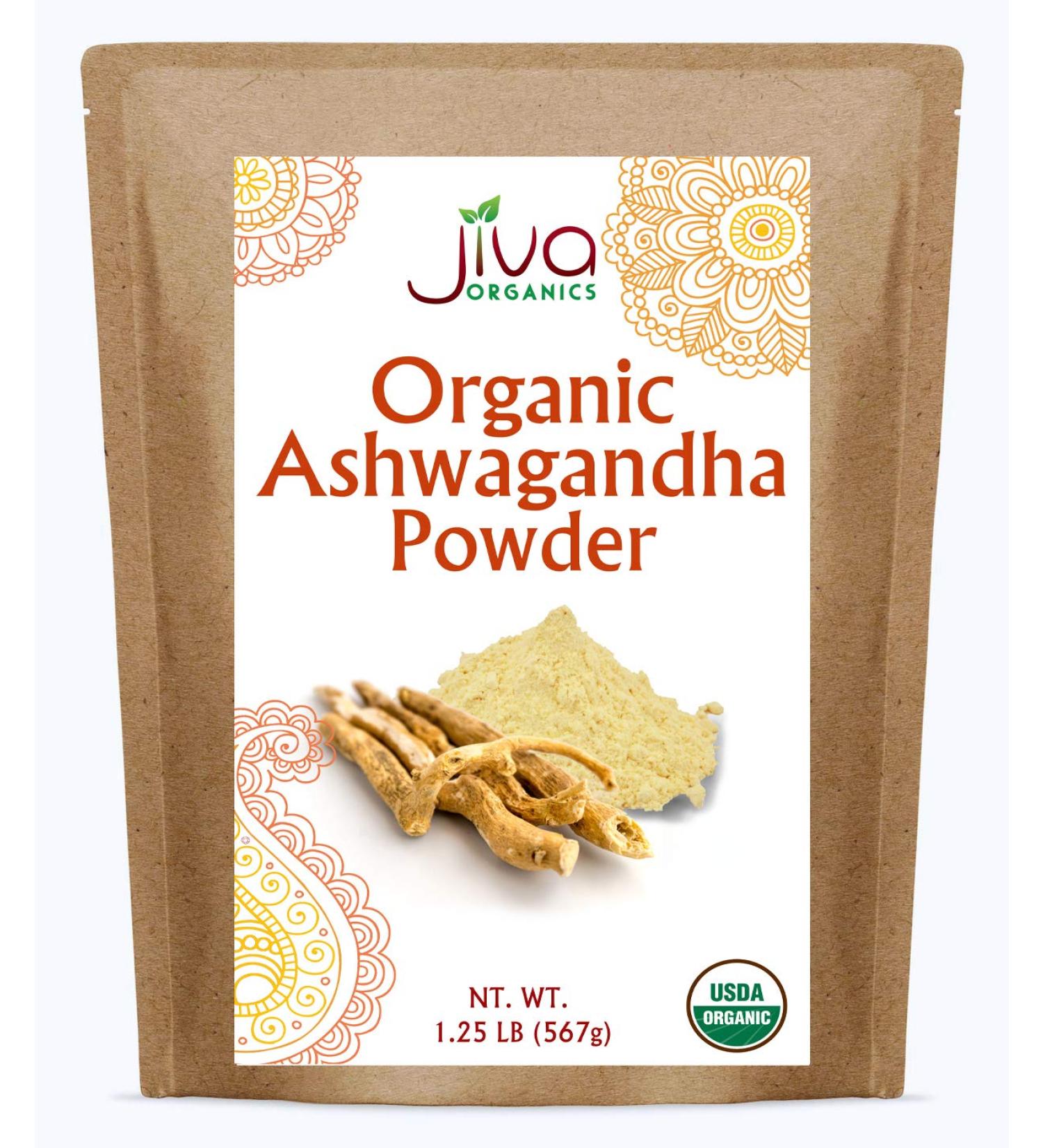 Jiva Organics Ashwagandha Root Powder - 20oz, Raw & Pure | Non-GMO, Lab Tested - Buy Online on GoSupps.com