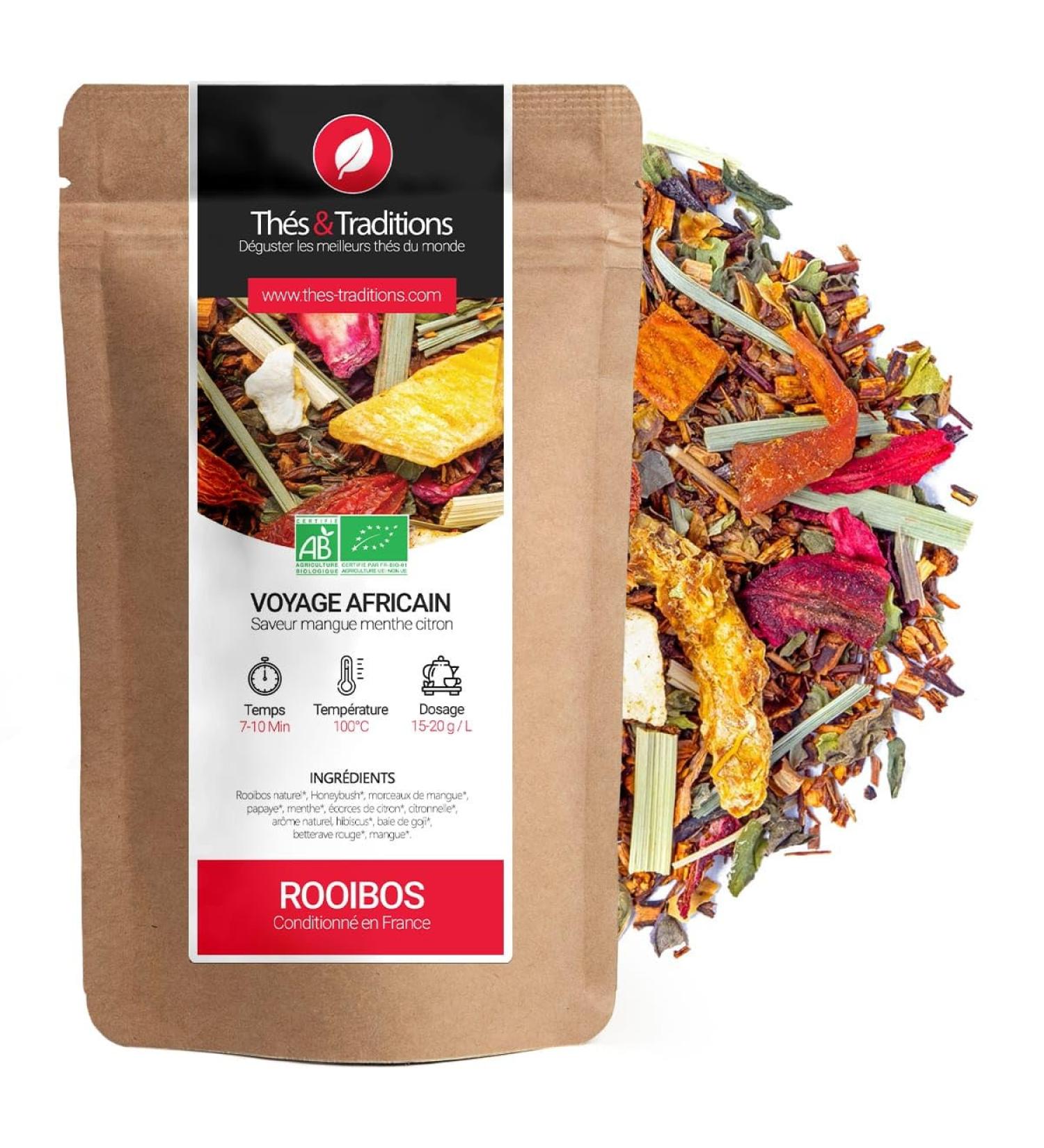 Th s & Traditions African Rooibos Journey | Mango Mint Lemon | 100g Loose Leaf Bag | Certified Organic  - Buy Online on GoSupps.com