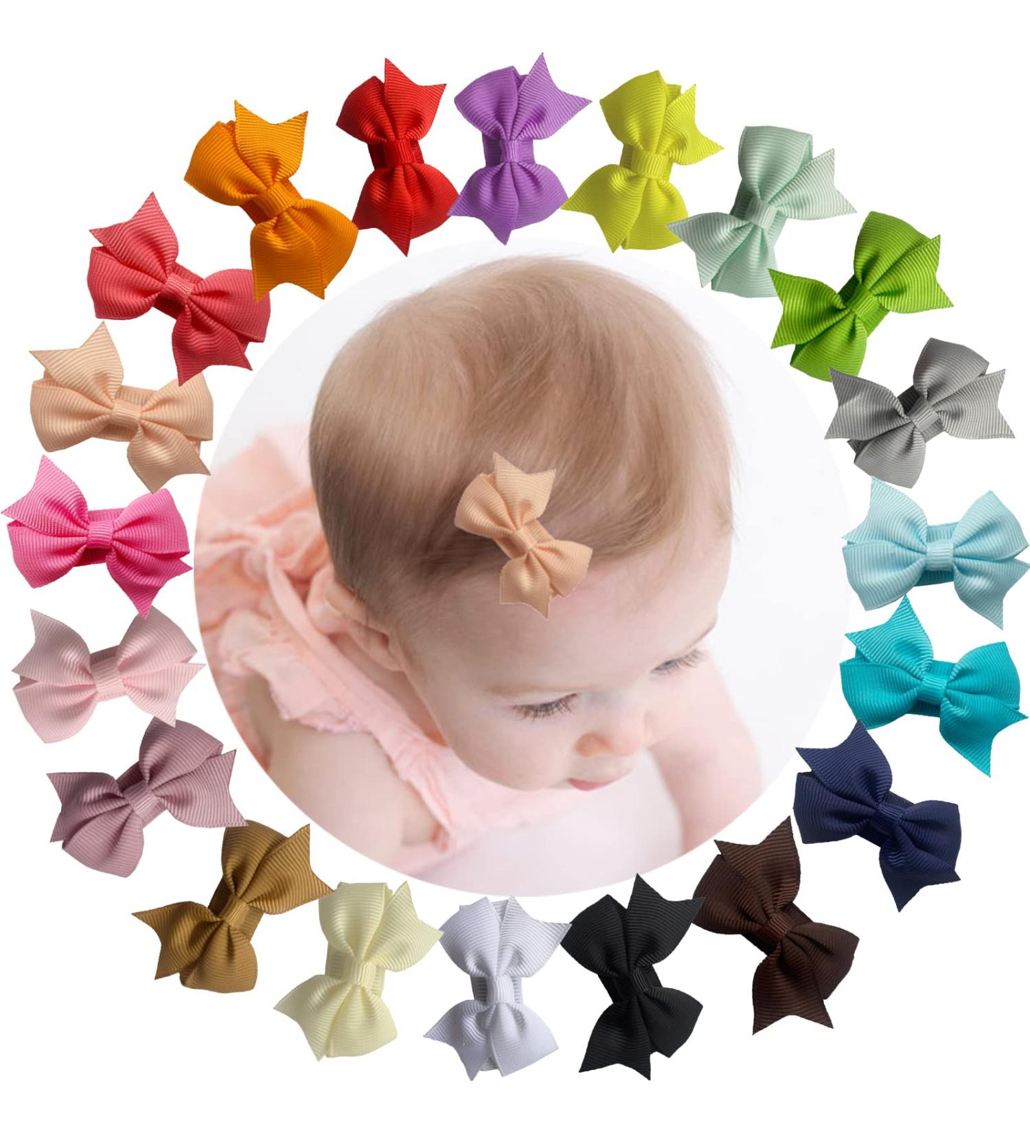 Baby Girls Snap Hair Clips - Non-Slip Tiny Bow Clips for Toddlers - 20PCS Mini Bow Set for Fine Hair - Buy Online on GoSupps.com