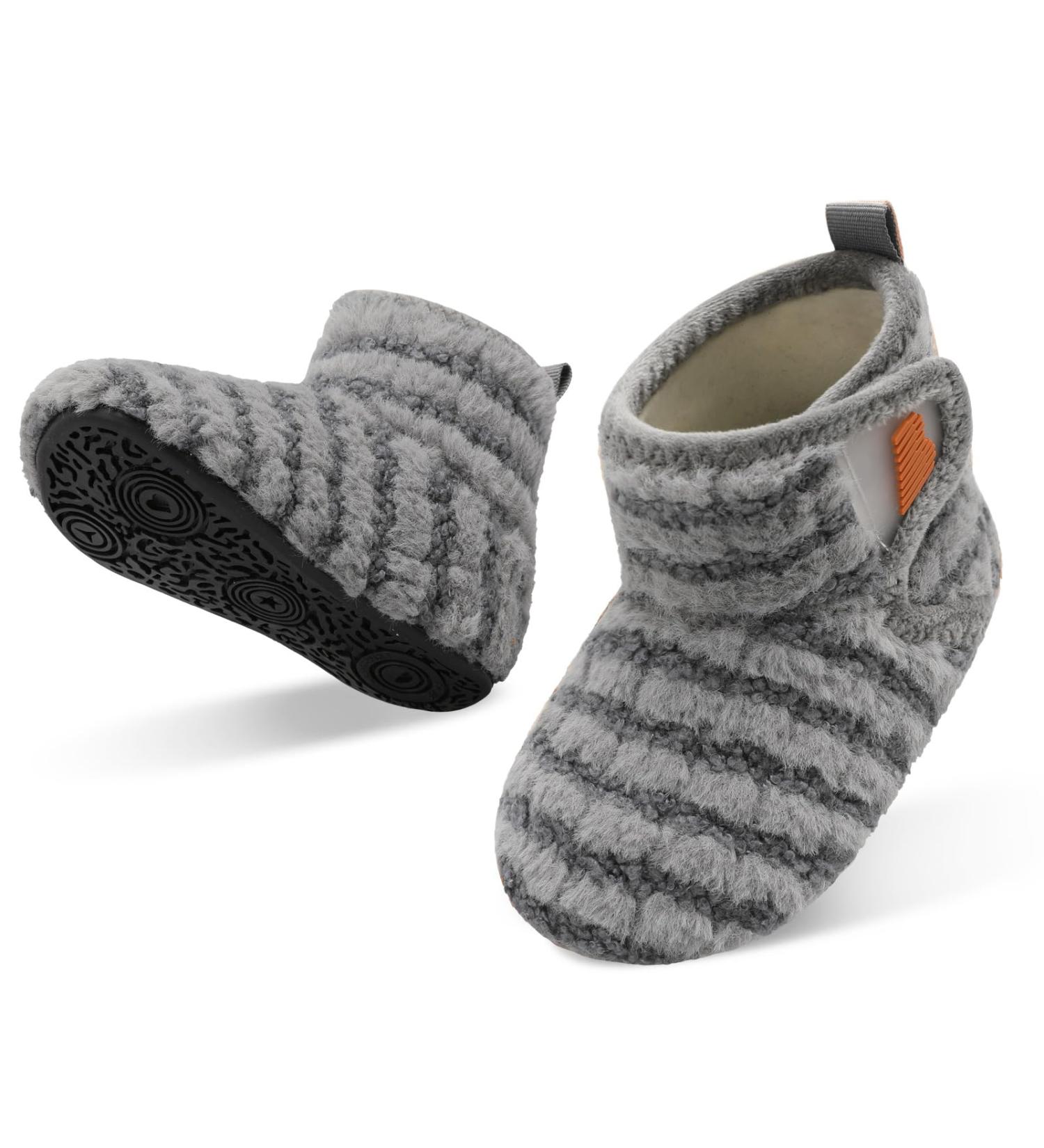 JOINFREE Baby House Shoes Non-Slip Rubber Sole Slippers Cozy Home Booties - Stripegrey - Buy Online on GoSupps.com