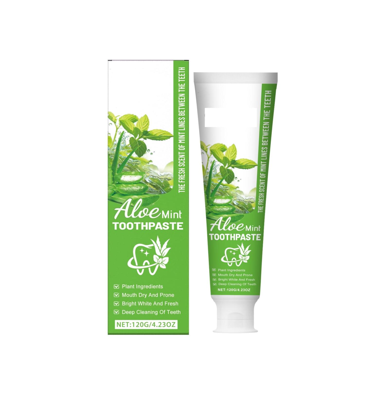 Aloe Vera Mint Toothpaste Cleans Tooth Surfaces Reduces Plaque Buildup Keeps Breath Fresh and Leaves Teeth Sparkling Clean(4pcs) - Buy Online on GoSupps.com