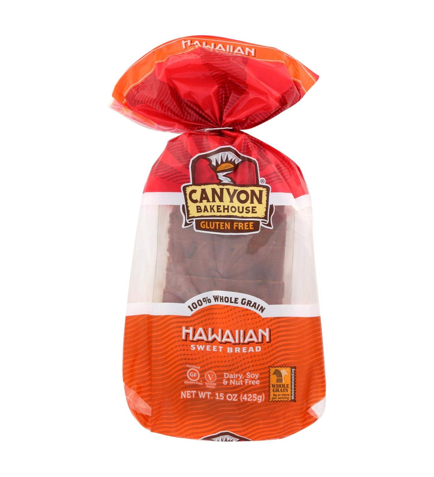 CANYON BAKEHOUSE, BREAD, LOAF, HAWAIIAN SWEET, Pack of 6, Size 15 OZ - No Artificial Ingredients Dairy Free Gluten Free Kosher Low Sodium Wheat Free