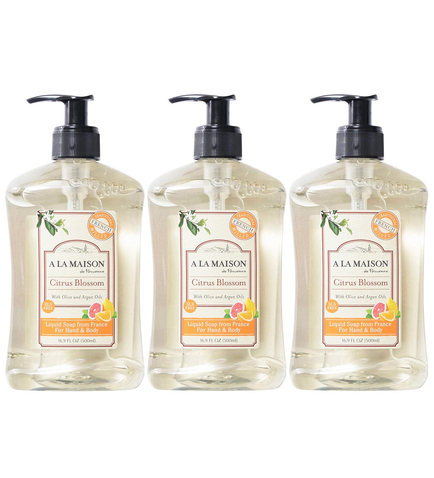 A LA MAISON Citrus Blossom Liquid Hand Soap - Triple French Milled Moisturizing Soap 16.9 oz (Pack of 3) - Buy Online on GoSupps.com
