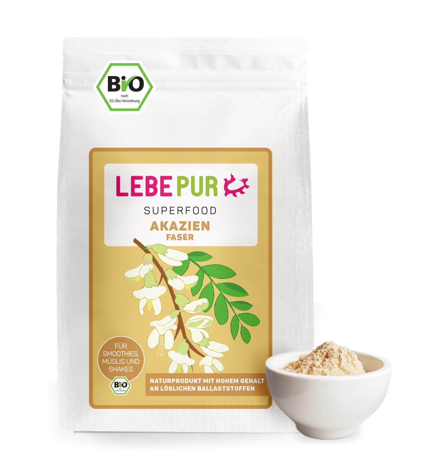 Lebpur Organic Acacia Fiber Powder 500g | 90% Fiber Vegan Gluten-Free Tasteless for Natural Digestion | High Fiber Content Without Additives - Buy Online on GoSupps.com