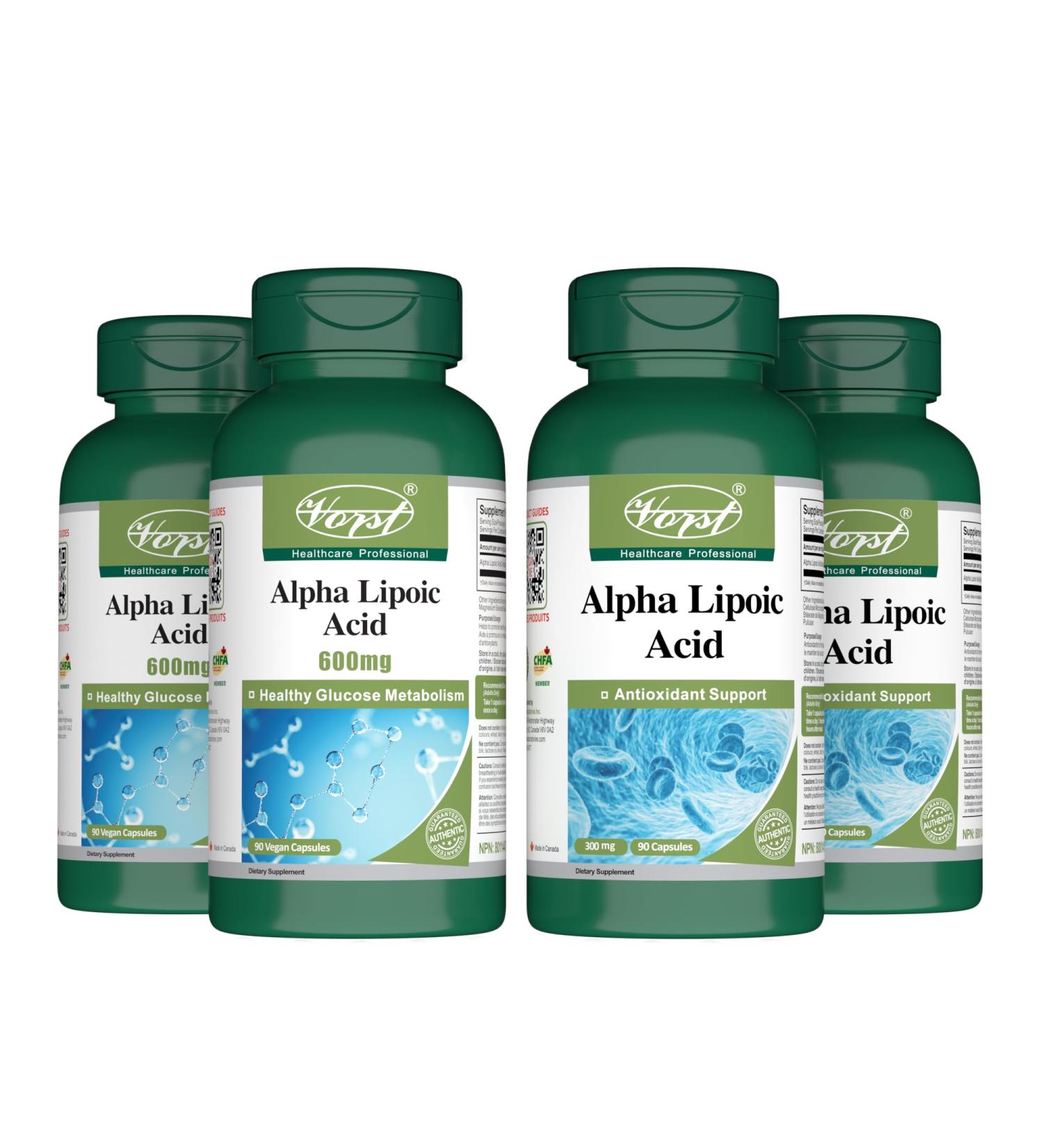 VORST Alpha Lipoic Acid 600mg 90 Vegan Capsules & Alpha Lipoic Acid 300mg 90 Capsules | Antioxidants | Combo Bundle 2 x 2 Bottles - Buy Online on GoSupps.com