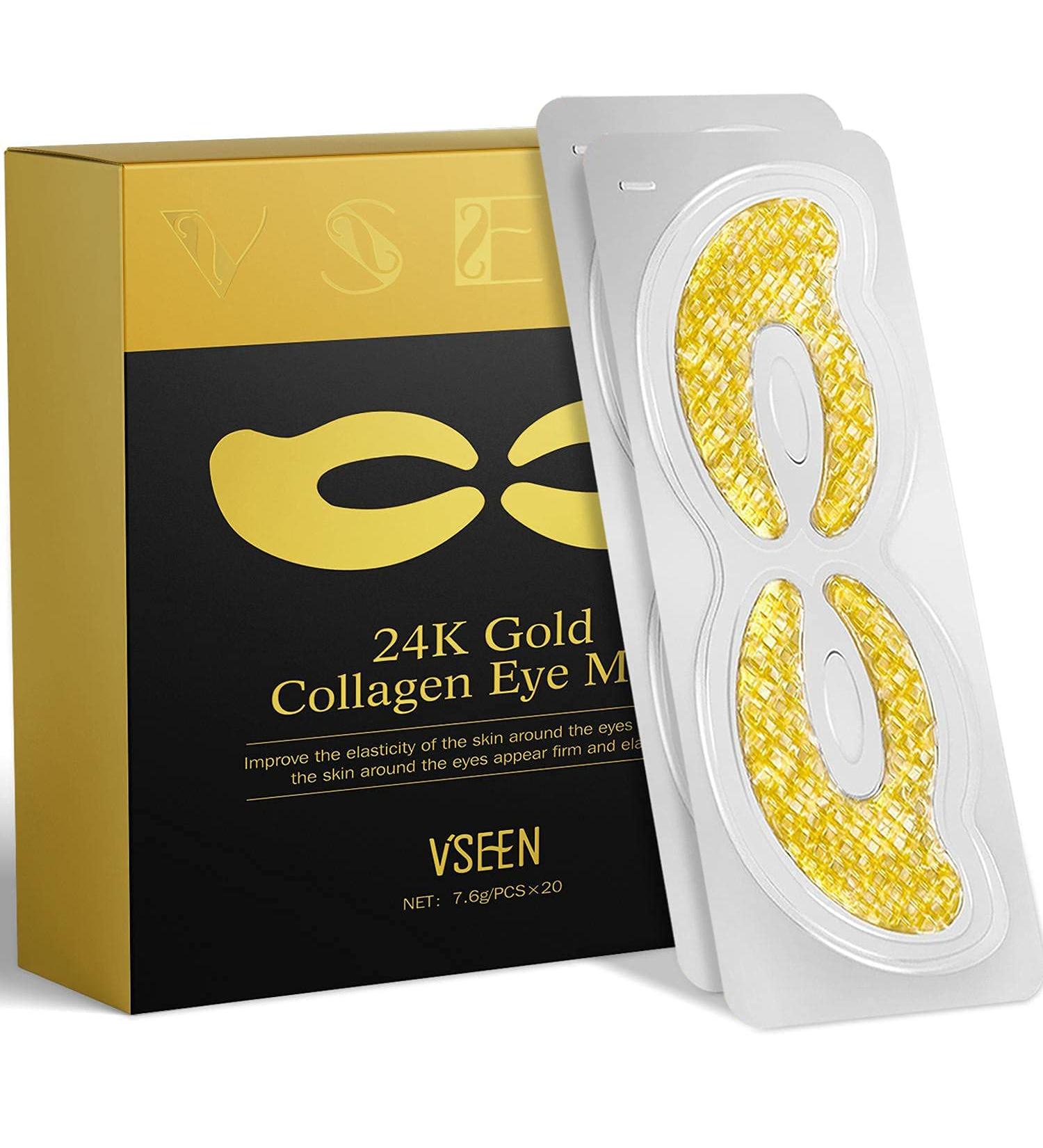 Vseen 24K Gold Hydrogel Eye Masks - 20 Pairs for Puffy Bags, Dark Circles, Wrinkles & Crow's Feet. Improve Elasticity & Fix Eye Fatigue - Buy Online on GoSupps.com