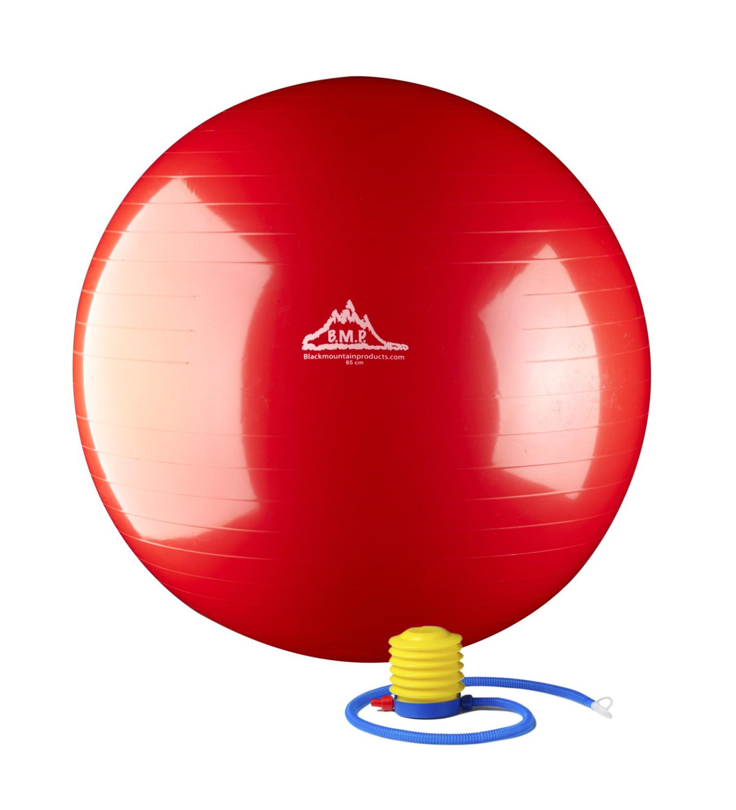 Black Mountain Products 2000lbs Static Strength Exercise Stability Ball with Pump 55cm Red