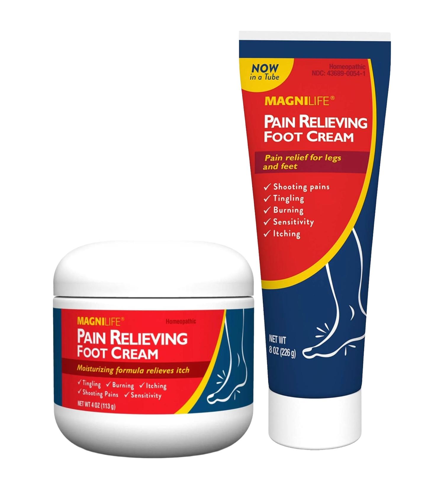 MagniLife Pain Relieving Foot Cream 4 oz and 8 oz Bundle for Soreness Pain Burning Tingling Itching and Sensitive Feet - Buy Online on GoSupps.com