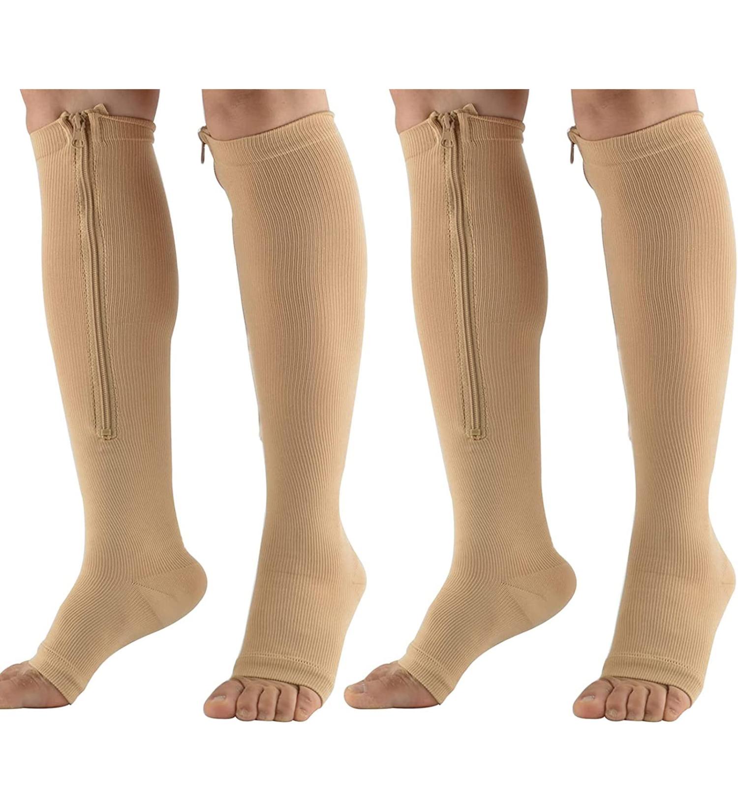 Sxhmsal Medical Compression Stockings with Zipper | Fat Burning Blood Circulation & Rehabilitation Aids | Sizes L - XL - Buy Online on GoSupps.com