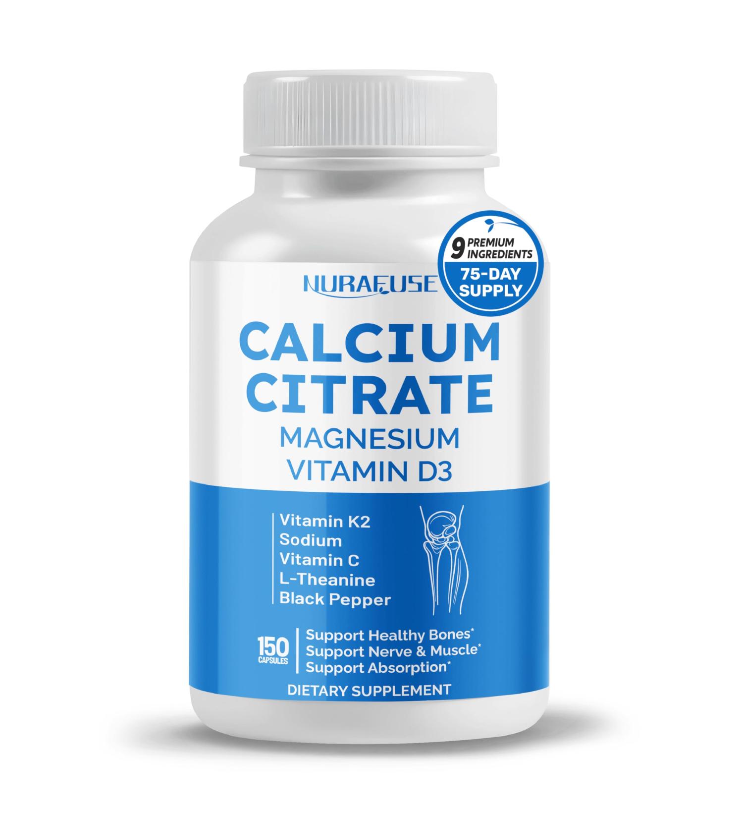 Calcium Citrate Magnesium Vitamin D3 1000IU - Support Healthy Bones Nerve & Muscle Absorption - Made and Tested in The USA 150 count (pack of 1) - Buy Online on GoSupps.com
