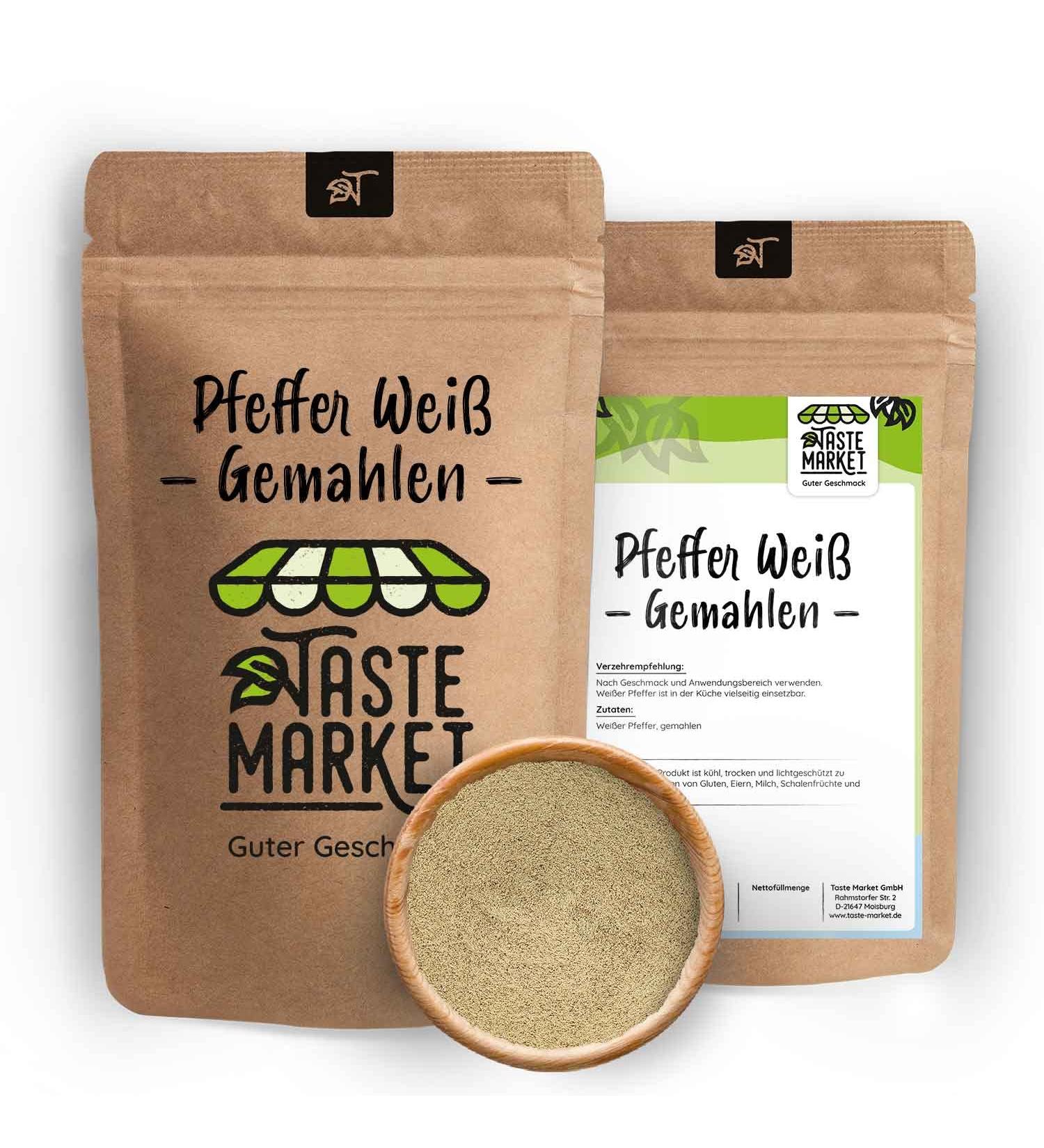  TASTE Guter Geschmack 200g ground white pepper | powder | spices | white peppercorns | all-purpose spices | ground white pepper - Buy Online on GoSupps.com