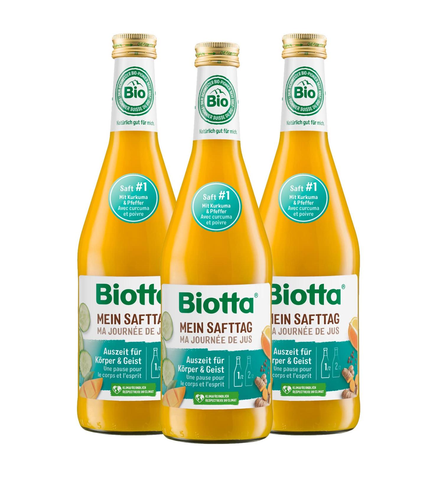 BIOTTA - My juice day - Detox fruit juice - Anti-inflammatory - Fresh and 100% organic mango orange and carrot - Enriched - Buy Online on GoSupps.com