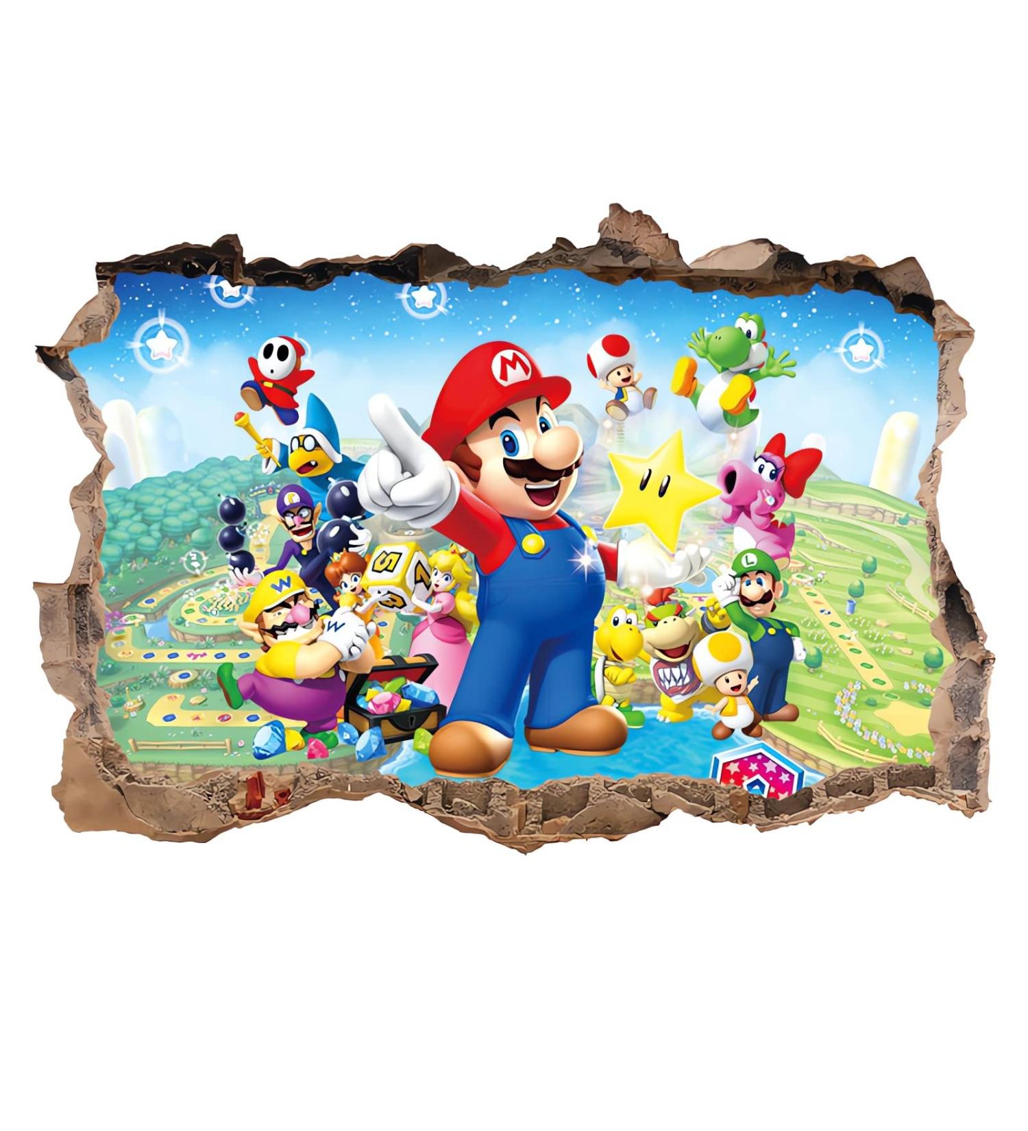 3D Mario Cartoon Wallpaper Wall Decal for Kids Bedroom - Nursery Wall Decoration Sticker - Buy Online on GoSupps.com