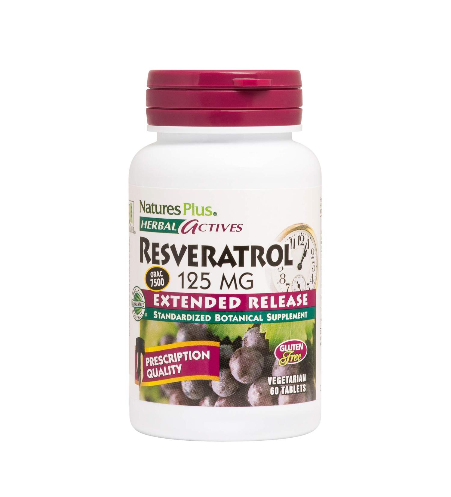 NaturesPlus Herbal Actives Resveratrol Extended Release - 60 Tablets - Vegetarian Gluten Free - 30 Servings 60 Count (Pack of 1) - Buy Online on GoSupps.com