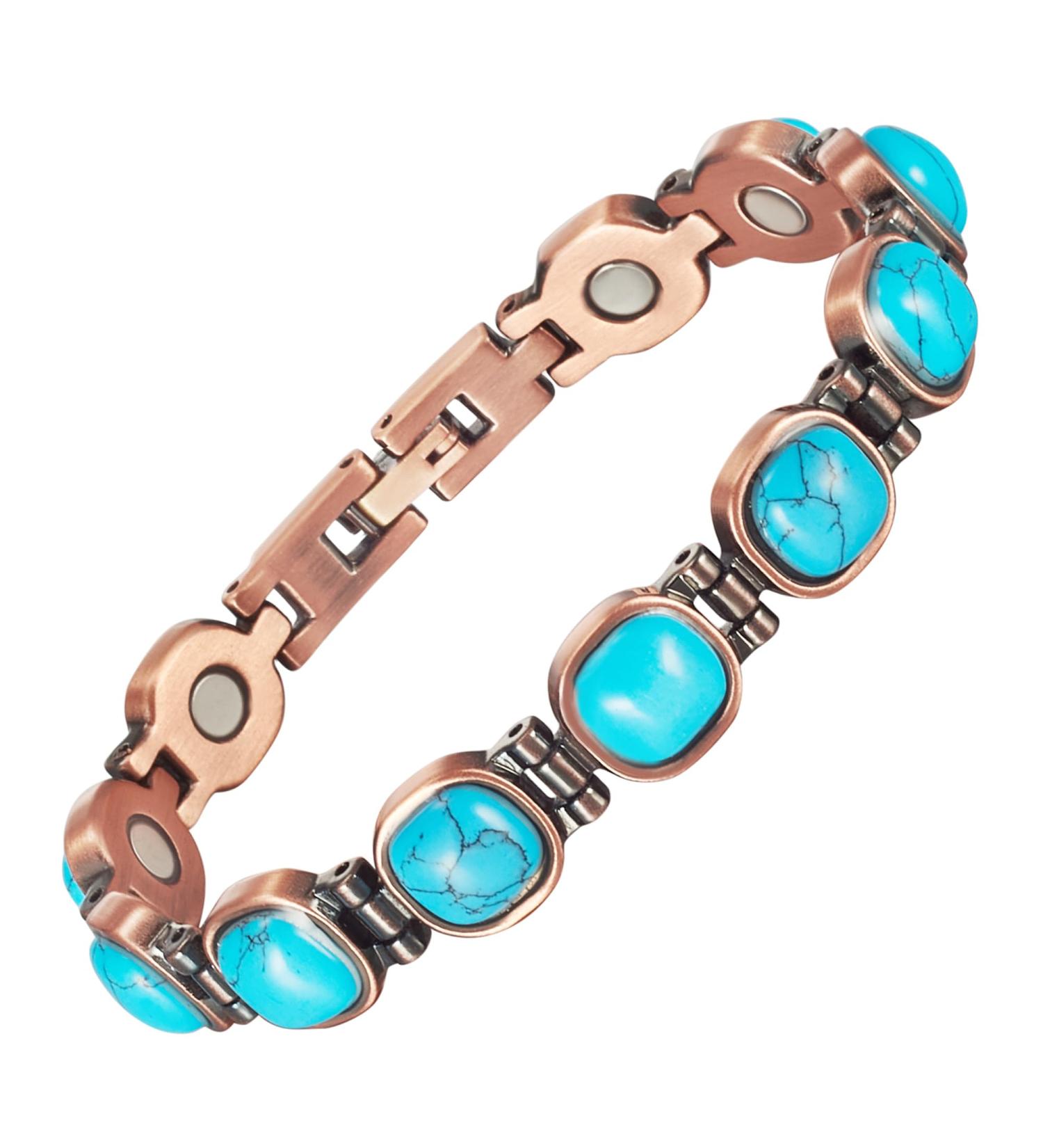 EnerCoppeX Copper Magnetic Bracelet for Women - Turquoise Jewelry with 3500 Gauss Magnet (COB-0173) - Buy Online on GoSupps.com