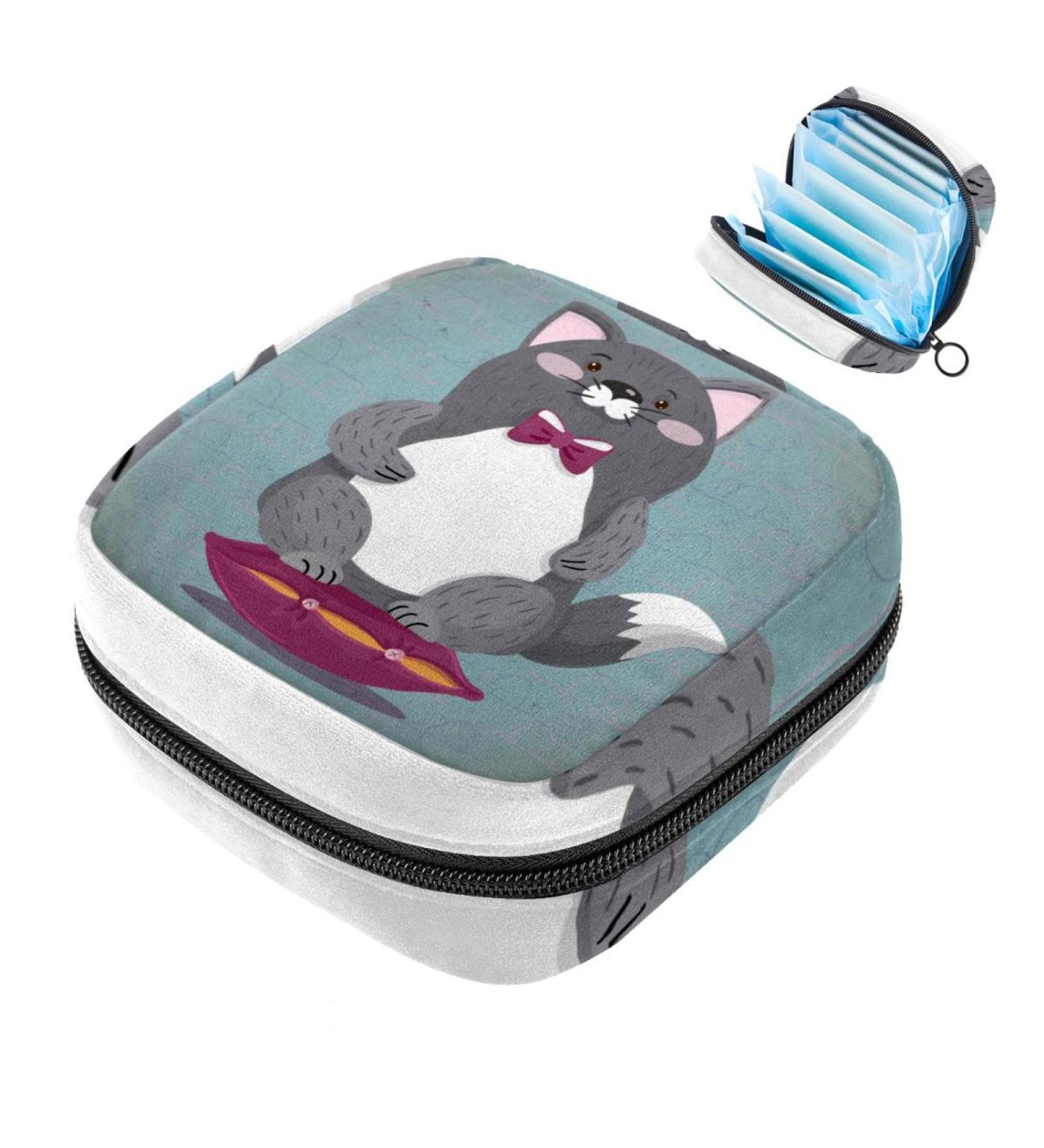 Shop Colorful Cat-Themed Storage Bags for Women's Bandages & Menstrual Essentials - Portable Organizers for School & Office - Buy Online on GoSupps.com