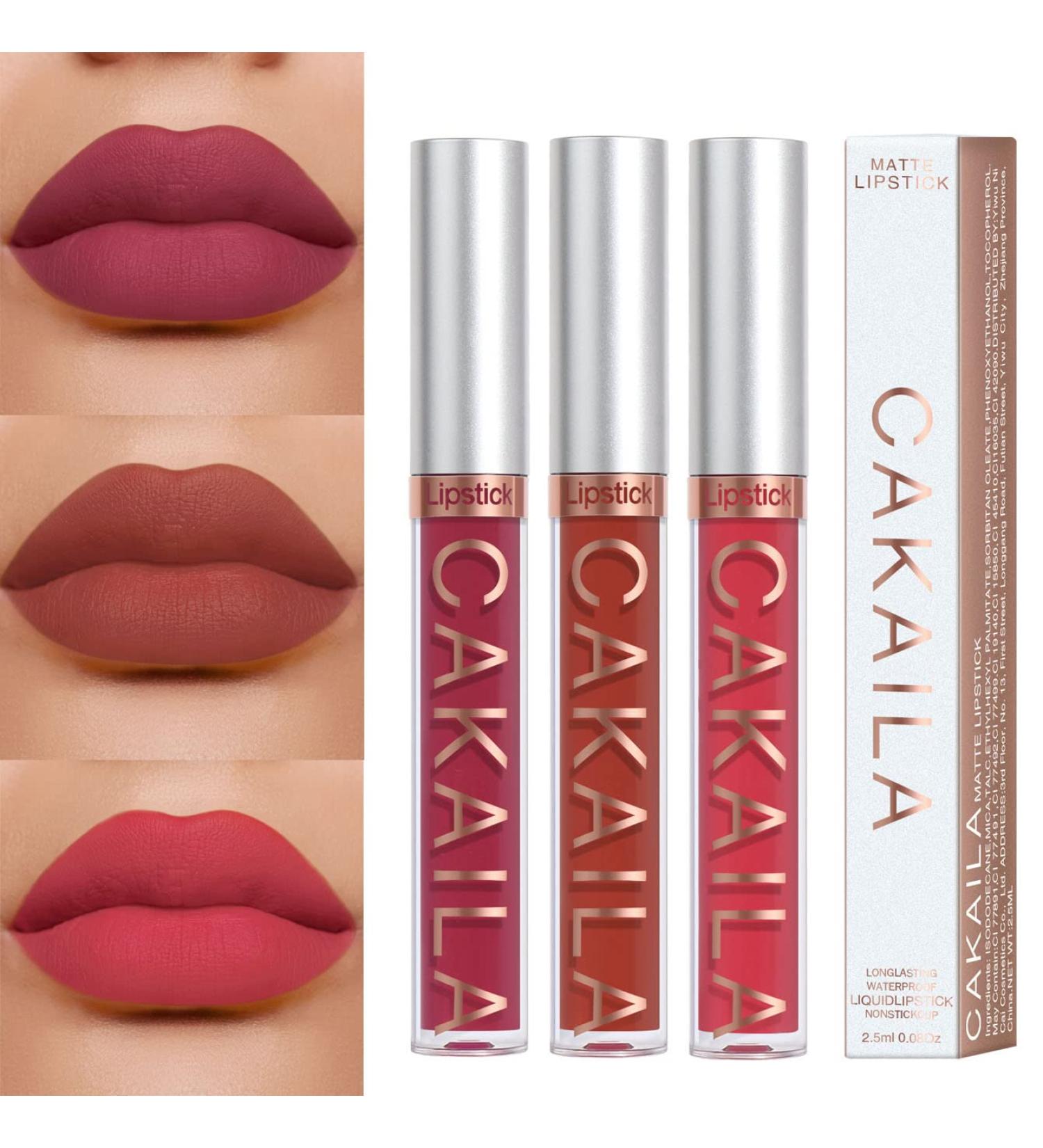 3Pcs Matte Liquid Lipstick Set - 24 Hour Long Lasting Waterproof Lip Gloss Kit for Women - Buy Online on GoSupps.com