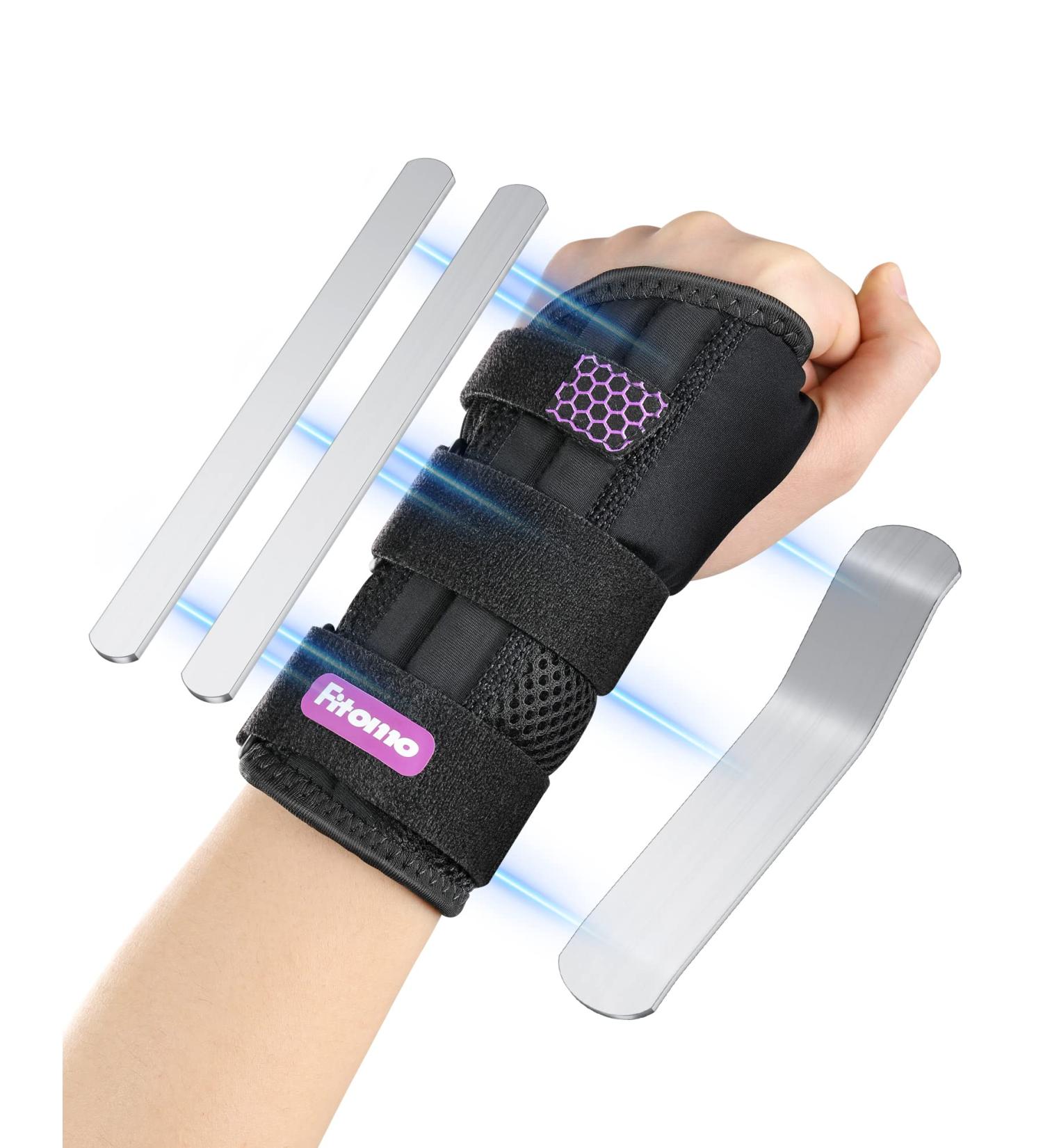 Fitomo Wrist Support with Metal Splints for Carpal Tunnel - Right Hand L/XL Purple - Buy Online on GoSupps.com