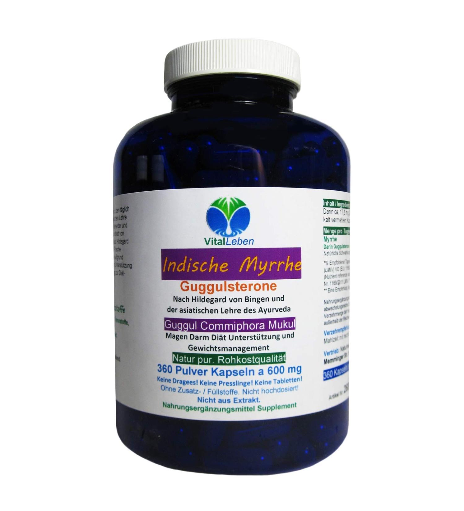 Guggul Indian Myrrh Powder Capsules - Premium Quality Commiphora Mukul | Pure Natural Dietary Supplement | No Additives or Fillers | Bottled in Germany - Buy Online on GoSupps.com
