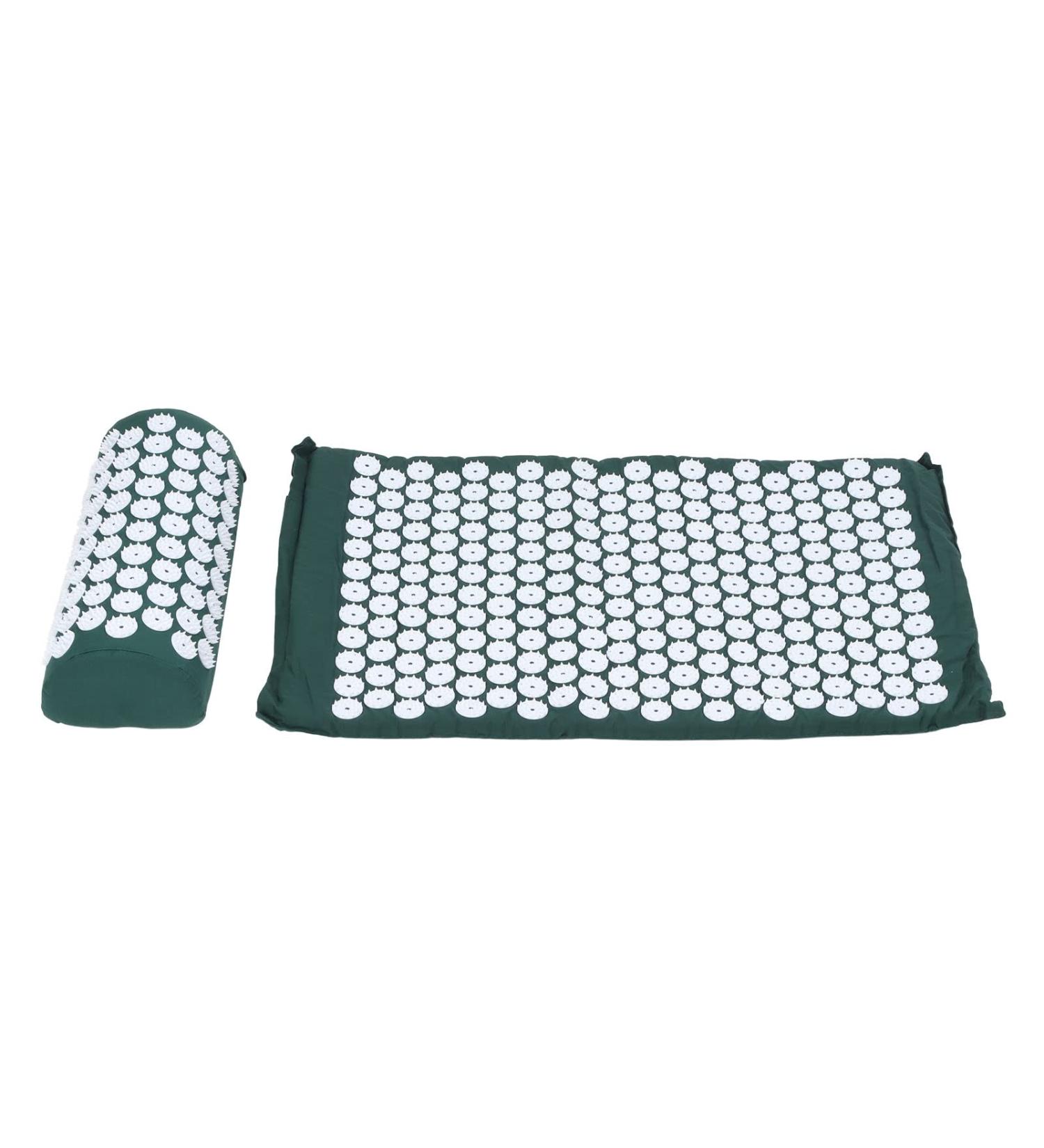 Massage Pillow Cushion Set for Blood Circulation - Removable Elastic Sponge Acupressure Pad - Dark Green - Ideal for Home & Beauty Salon - Buy Online on GoSupps.com