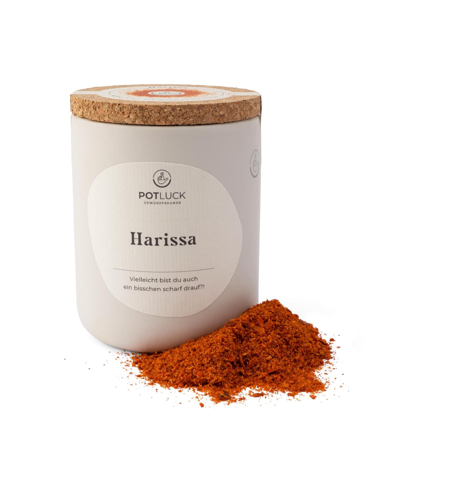 POTLUCK Harissa Spice Mix | Vegan & Gluten-Free | 60g Ceramic Pot | Natural Ingredients for International Shipping - Buy Online on GoSupps.com