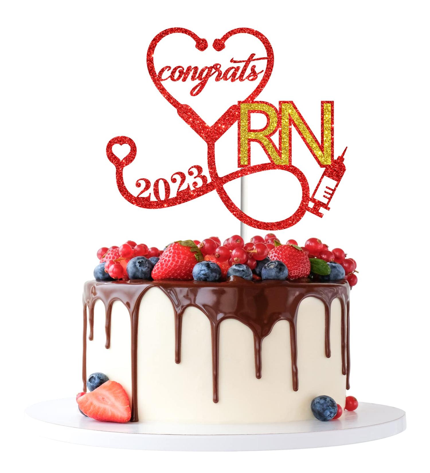Tenhaisi Red & Gold Glitter Congrats RN Cake Topper 2024 Graduation Party Decoration for Nurse Congrats Nurse Grad Sign Cake Decor Nursing/Medical School Survivor Graduation Party Supplies - Buy Online on GoSupps.com