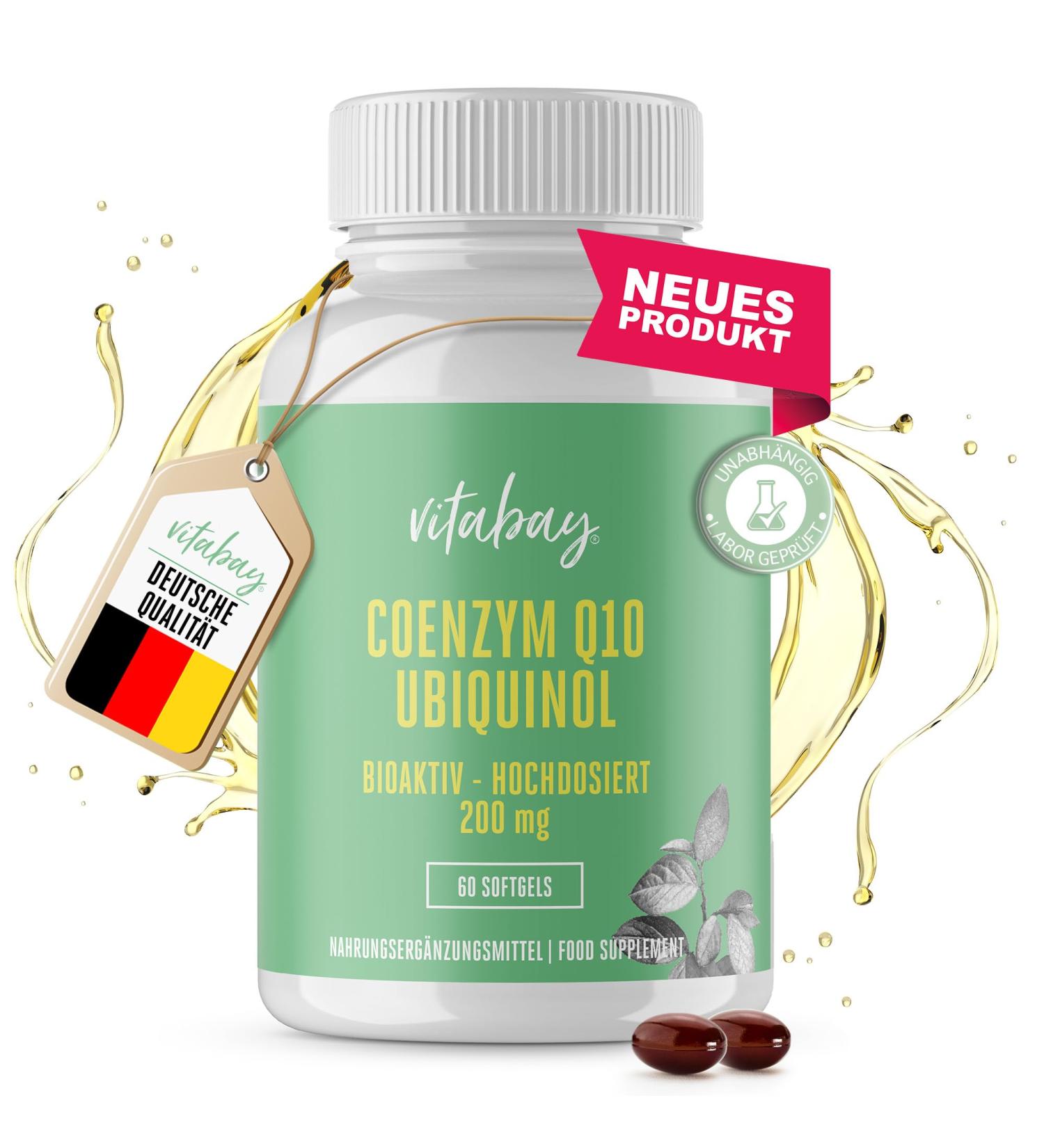 VITABAY Coenzyme Q10 Ubiquinol 200mg Capsules - High Dose Antioxidant - 60 Capsules for Energy & Health - Buy Online on GoSupps.com