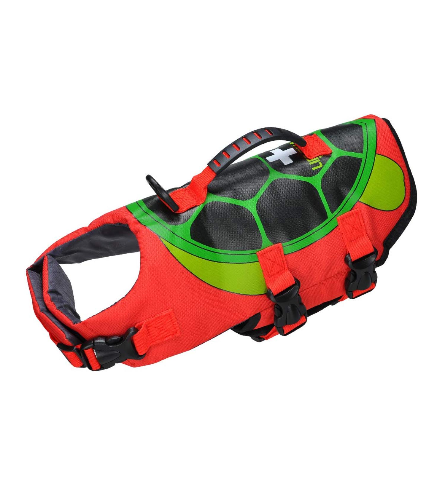 Dog Life Jacket Pet Flotation Life Vest Size Adjustable Dog Lifesaver Preserver Swimsuit with Handle for Swimming Boating Hunting Tortoise Style - Buy Online on GoSupps.com