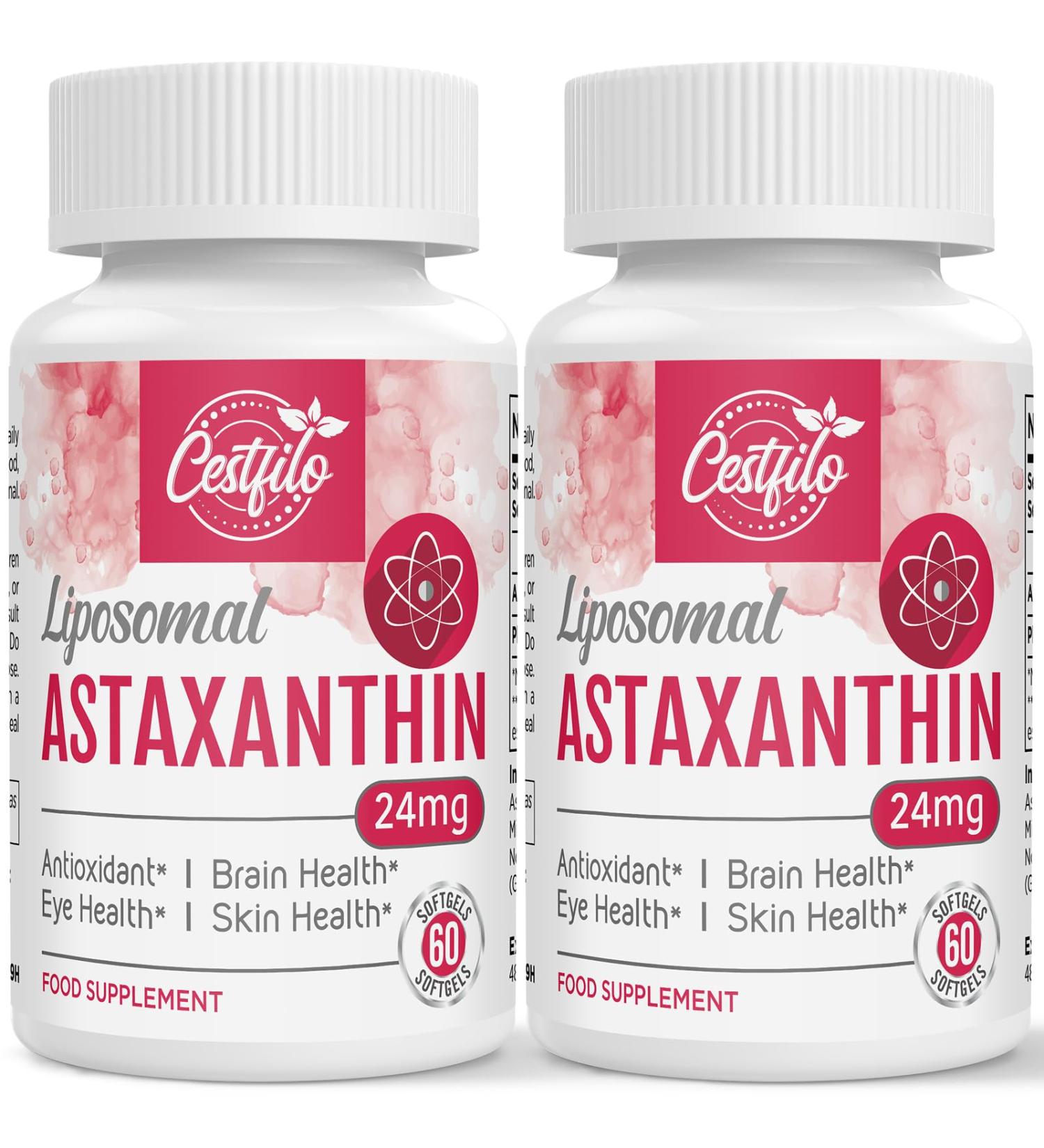 Cestfilo Liposomal Astaxanthin 24 mg - Maximum Absorption Natural Antioxidants Gluten-Free Non-GMO | 120 Capsules (2-Pack) - Buy Now! - Buy Online on GoSupps.com