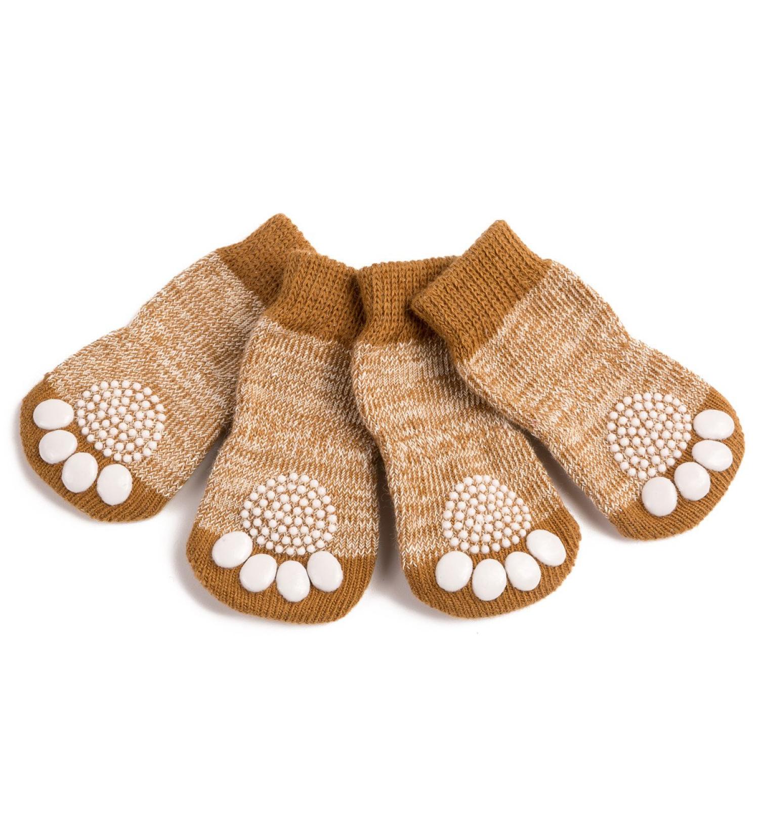 Pet Heroic Indoor Anti-Slip Socks for Dogs & Cats - 8 Sizes (S to 5XL) - Paw Protection & Traction with Silicone Gel - X-Large Brown - Buy Online on GoSupps.com